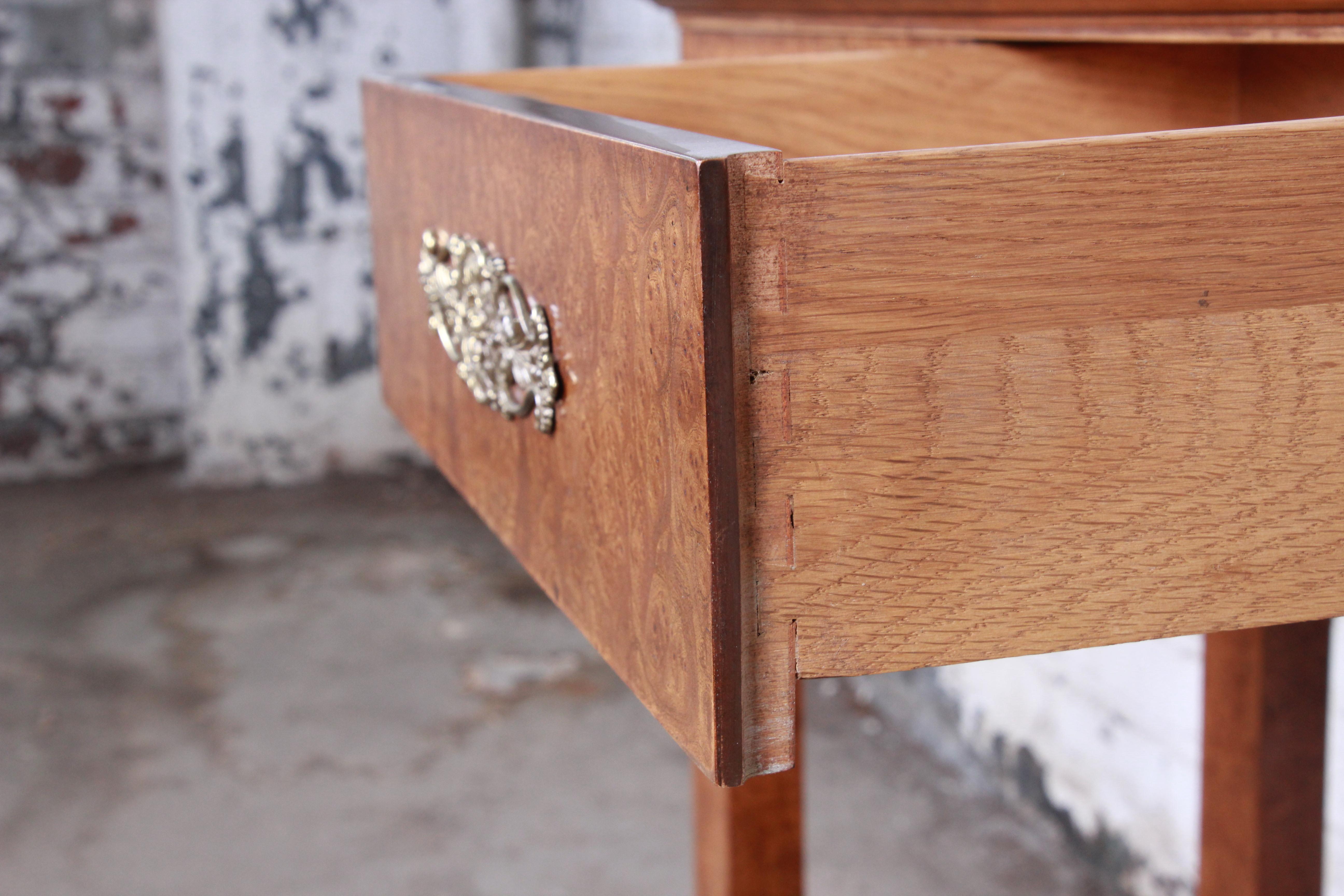 Baker Furniture Burl Wood and Italian Marble Neoclassical Console Table 4