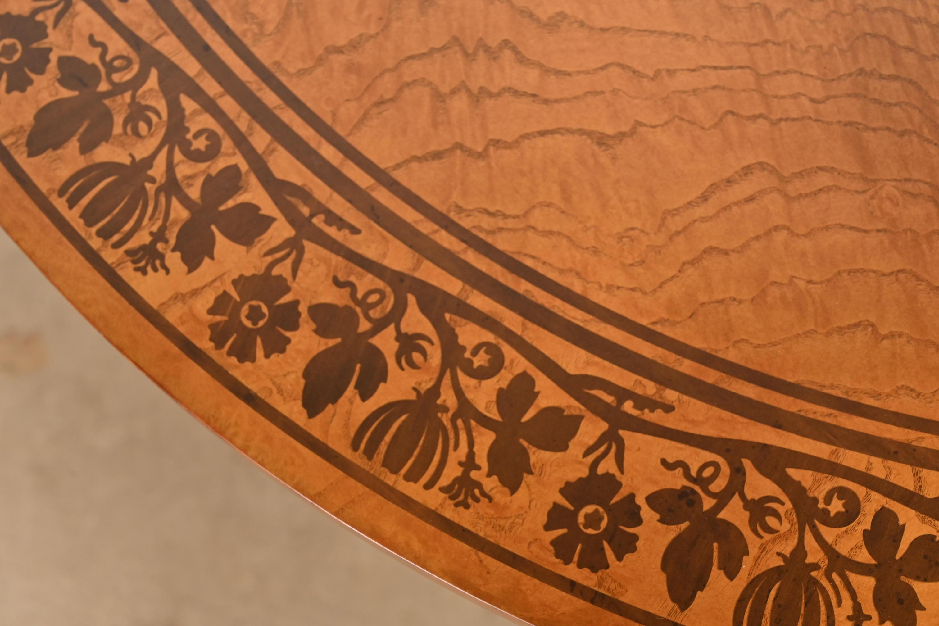 Tavolo da centro Baker Furniture Burl Wood e Parcel Ebonized Regency, restaurato in vendita 1