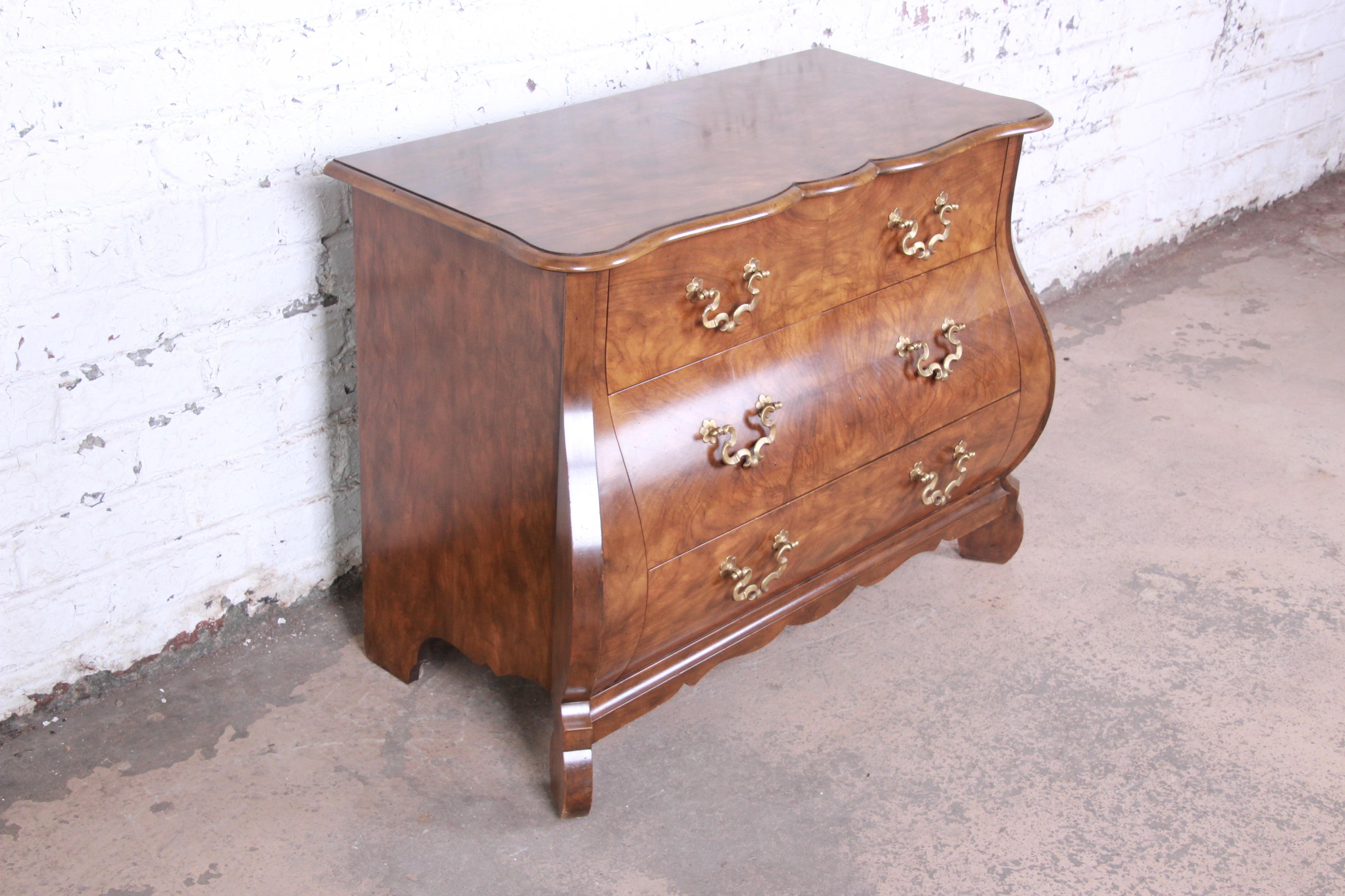 American Baker Furniture Burled Walnut Bombay Chest Commode