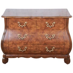 Retro Baker Furniture Burled Walnut Bombay Chest Commode