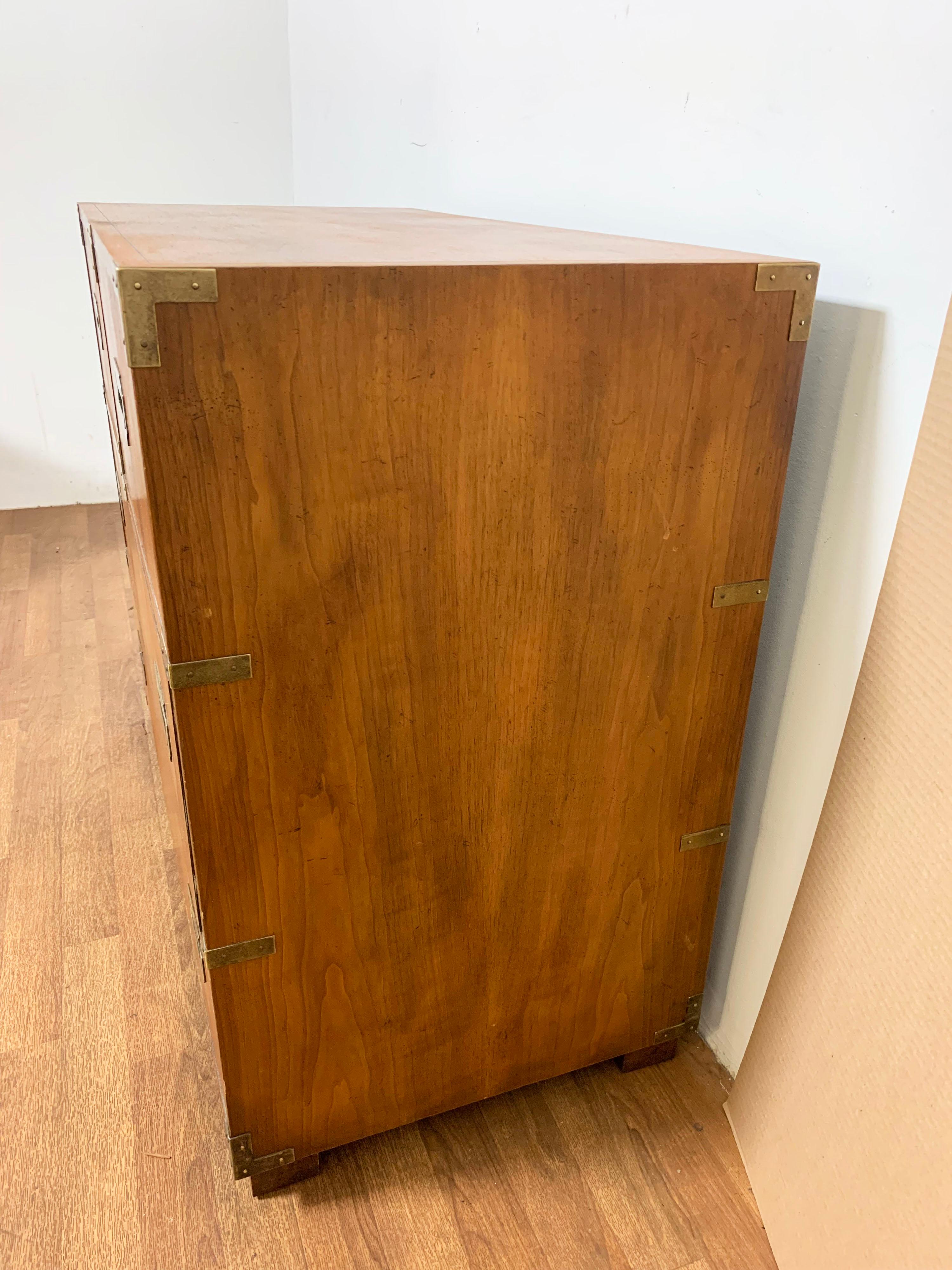 Baker Furniture Campaign Chest in Bleached Mahogany, Circa 1950s In Good Condition In Peabody, MA