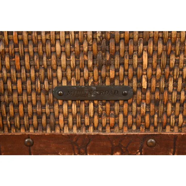 Baker Furniture Campaign Rattan and Leather Trunk Coffee Table For Sale 6
