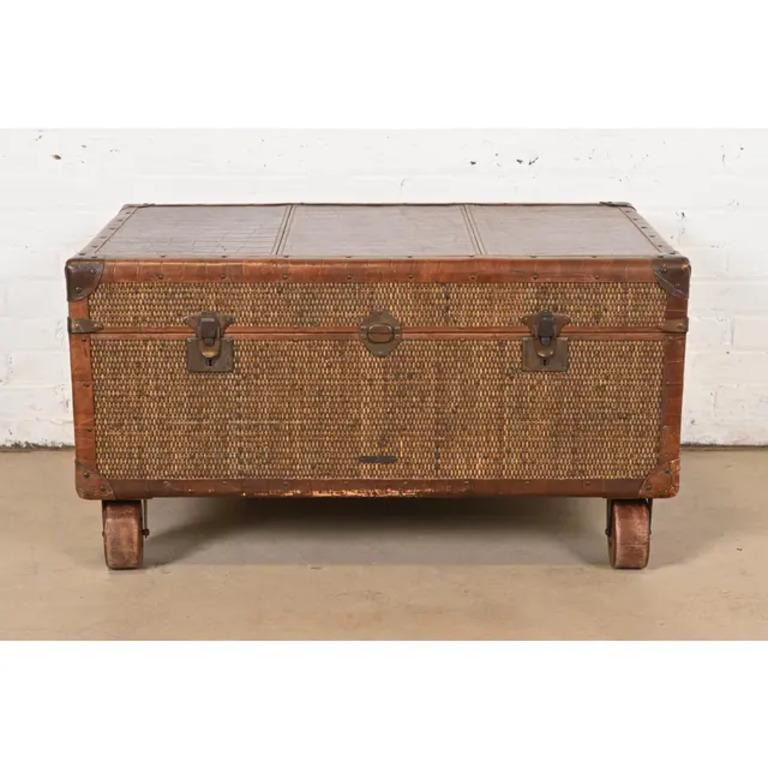 A gorgeous rattan and leather trunk, blanket chest, or coffee table

By Baker Furniture, 