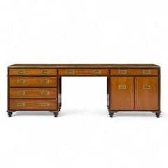 Baker Furniture Campaign Style Brass Handle Credenza