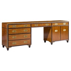 Baker Furniture Campaign Style Brass Handle Credenza