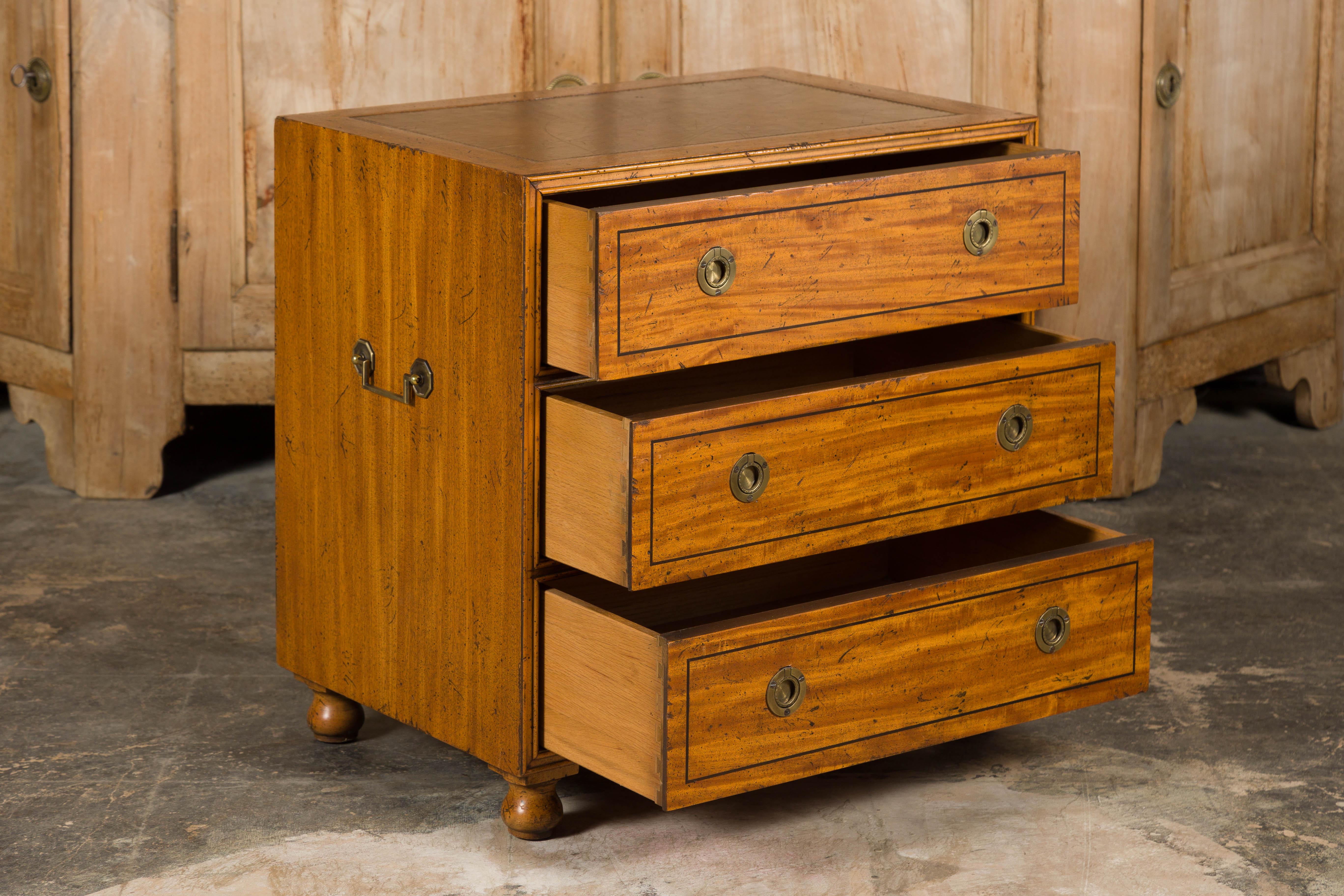 Baker Furniture Campaign Style Mahogany Three-Drawer Chest, circa 1950 7