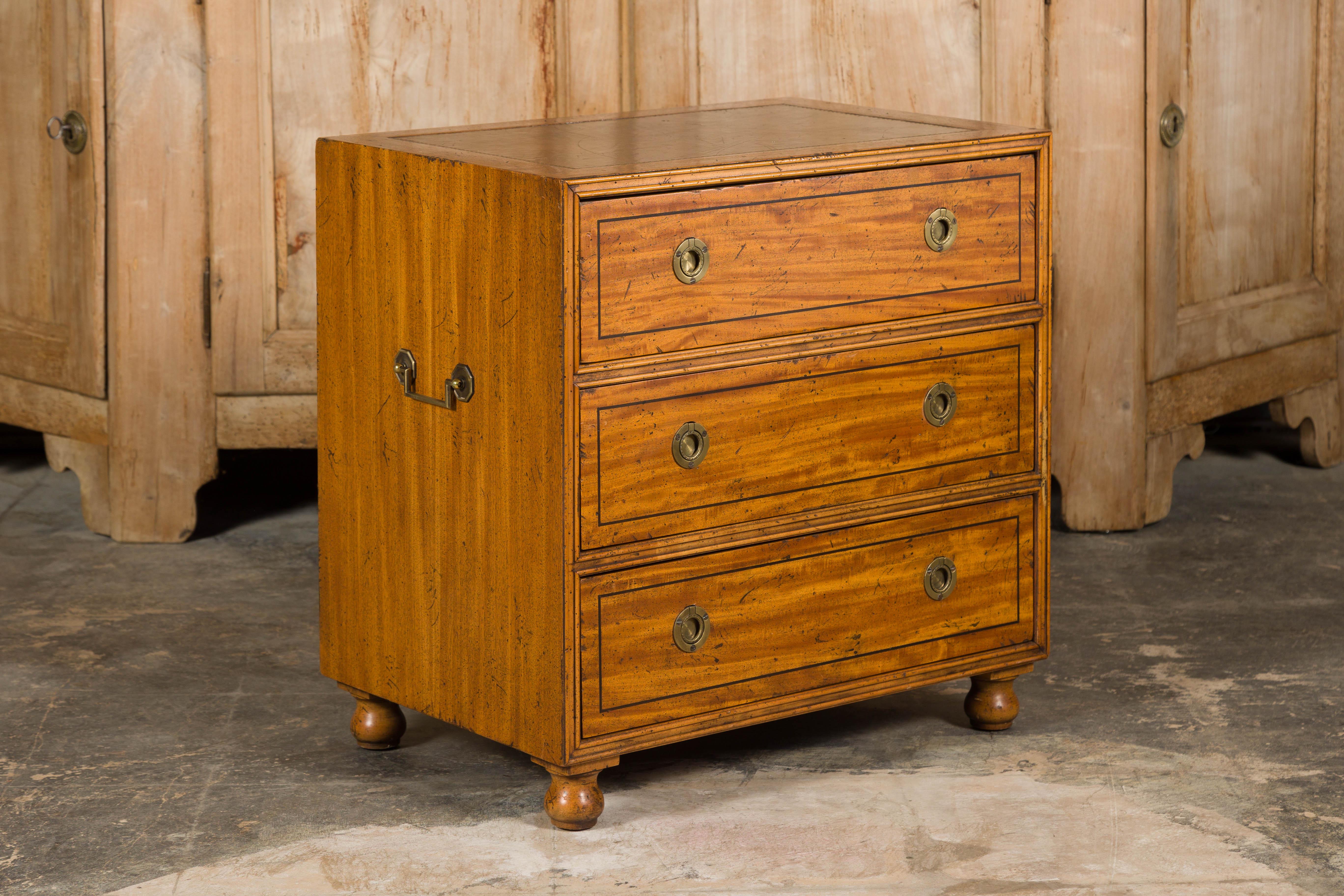 Baker Furniture Campaign Style Mahogany Three-Drawer Chest, circa 1950 8