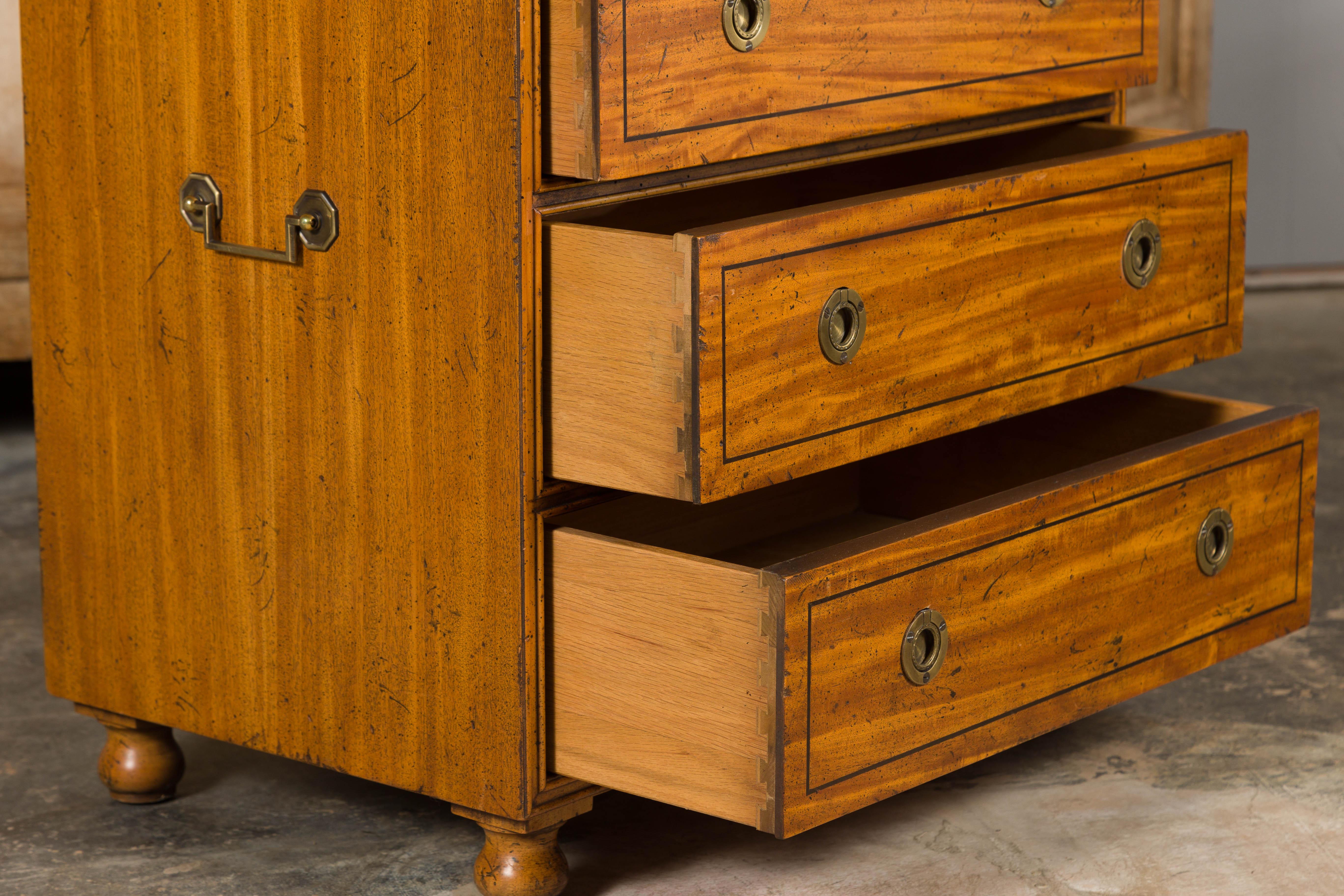 Baker Furniture Campaign Style Mahogany Three-Drawer Chest, circa 1950 9