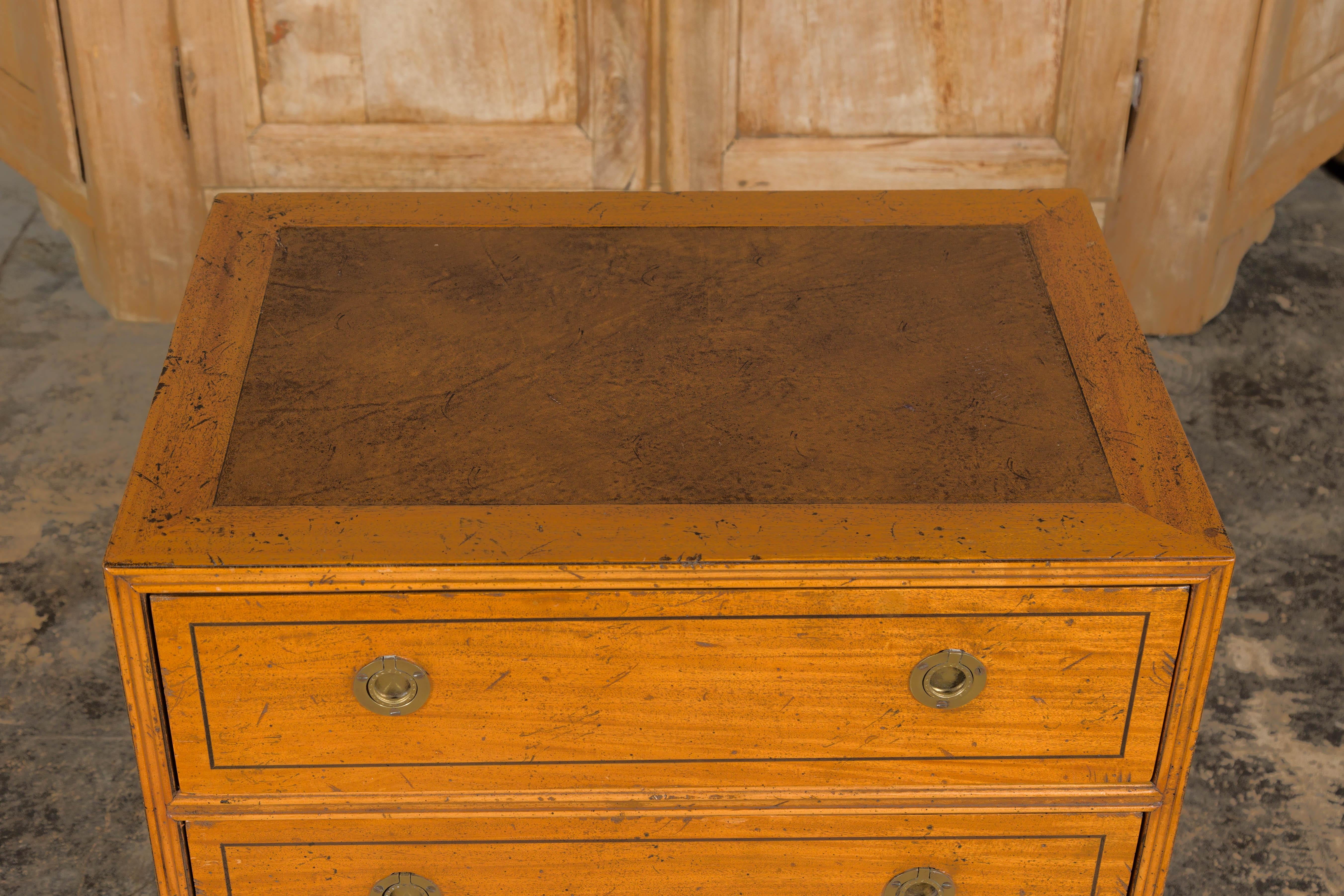 Baker Furniture Campaign Style Mahogany Three-Drawer Chest, circa 1950 1