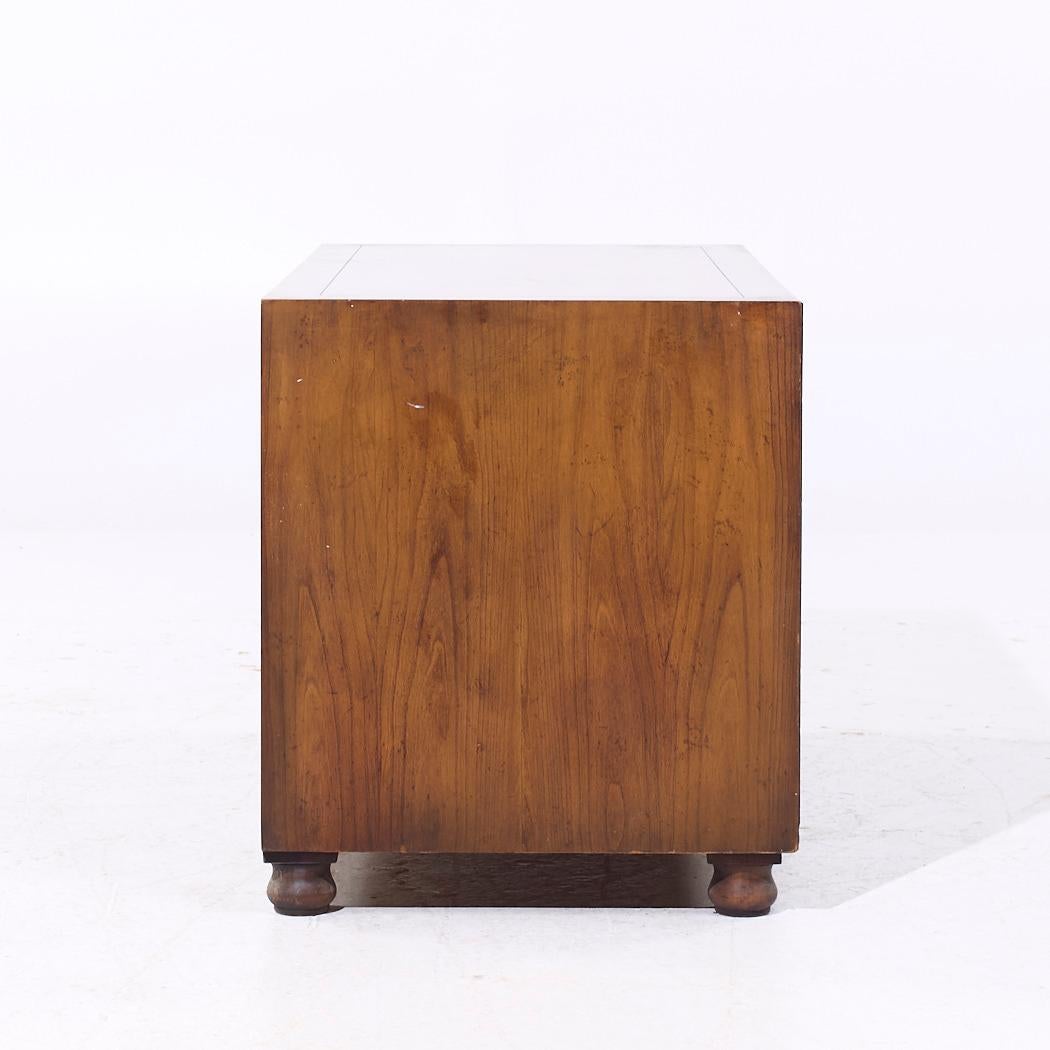 American Baker Furniture Campaign Walnut Chest of Drawers Dresser