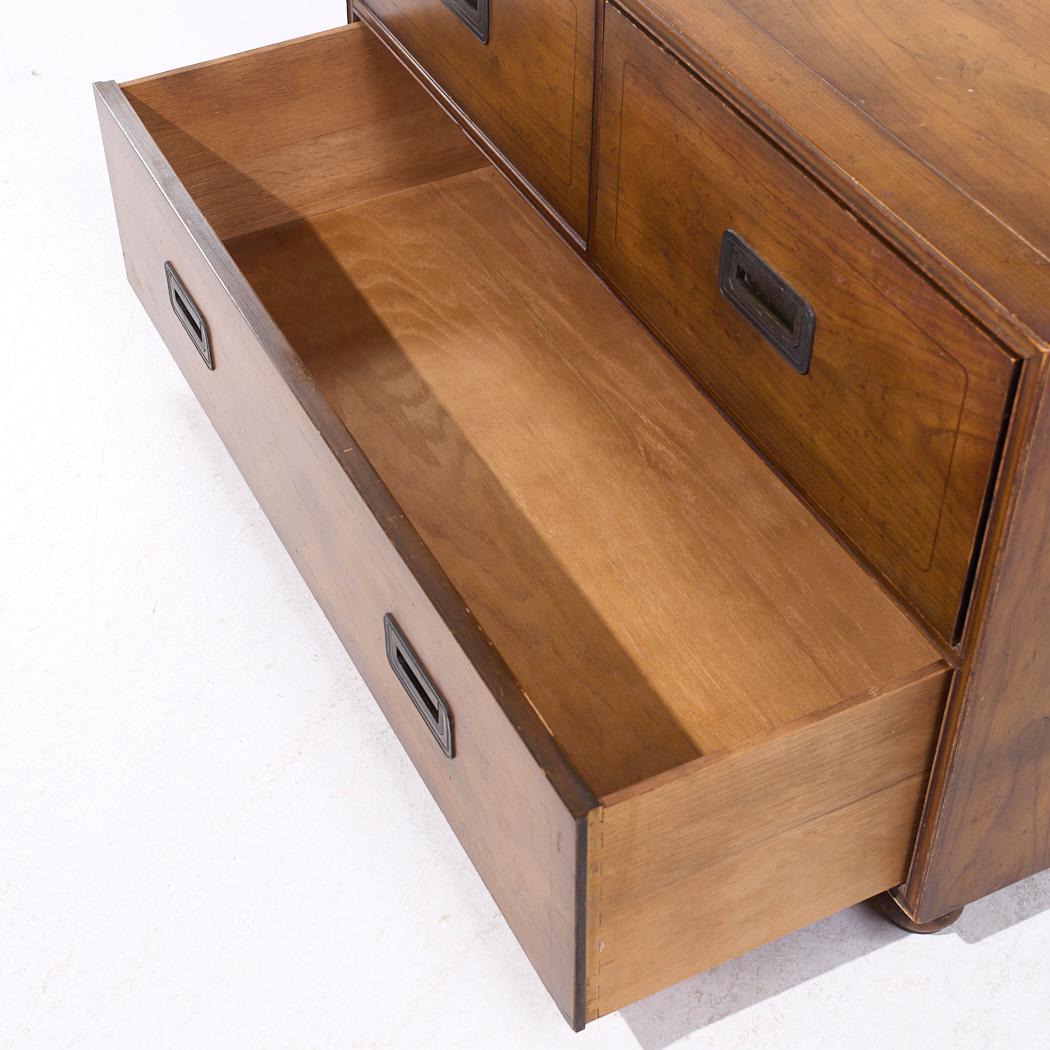 Metal Baker Furniture Campaign Walnut Chest of Drawers Dresser
