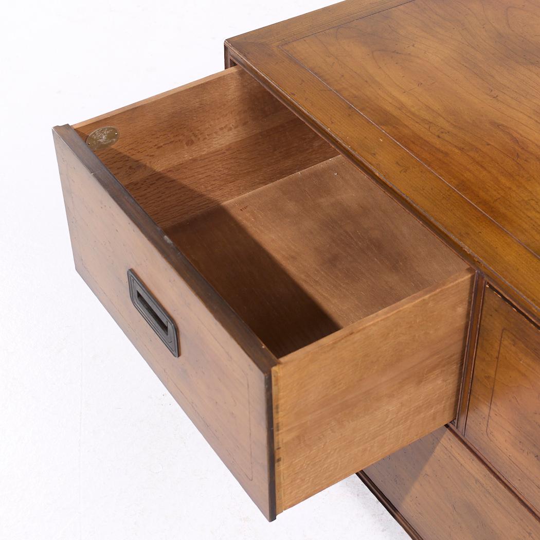 Baker Furniture Campaign Walnut Chest of Drawers Dresser 1