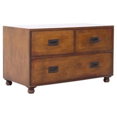 Baker Furniture Campaign Walnut Chest of Drawers Dresser