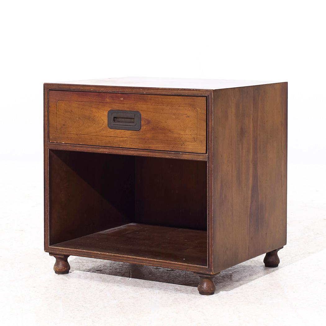 Modern Baker Furniture Campaign Walnut Nightstand For Sale