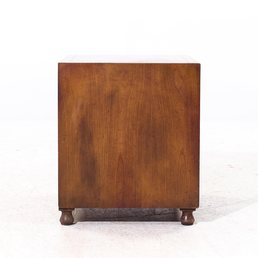 American Baker Furniture Campaign Walnut Nightstand For Sale