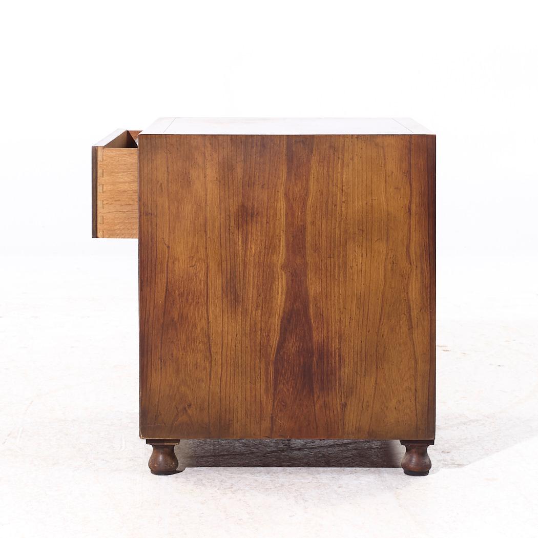 Baker Furniture Campaign Walnut Nightstand In Good Condition For Sale In Countryside, IL