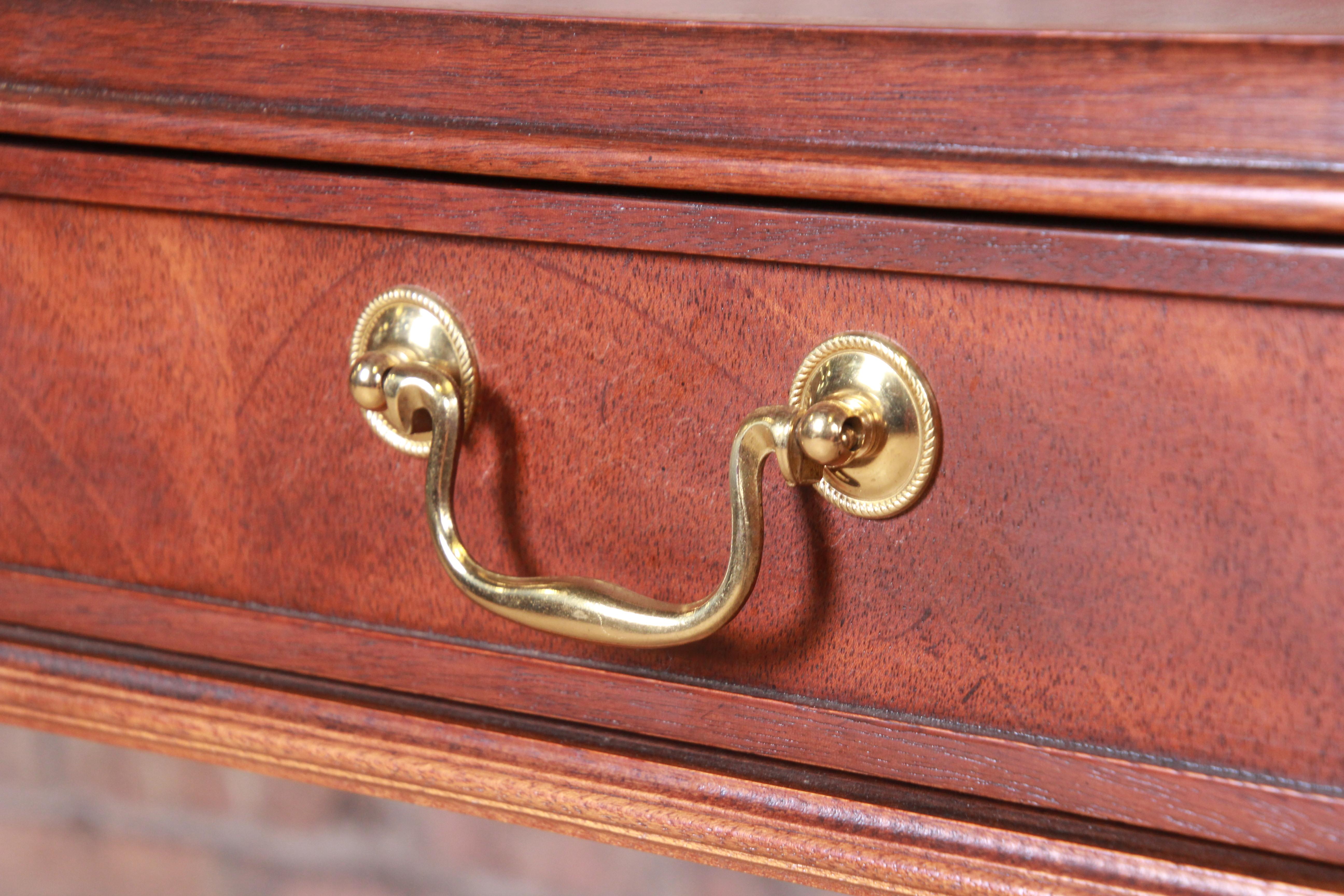 Baker Furniture Carved Mahogany Chippendale Nightstands or End Tables, Pair 5