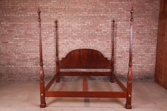 Baker Furniture Carved Mahogany King Size Poster Bed