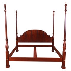 Baker Furniture Carved Mahogany King Size Poster Bed