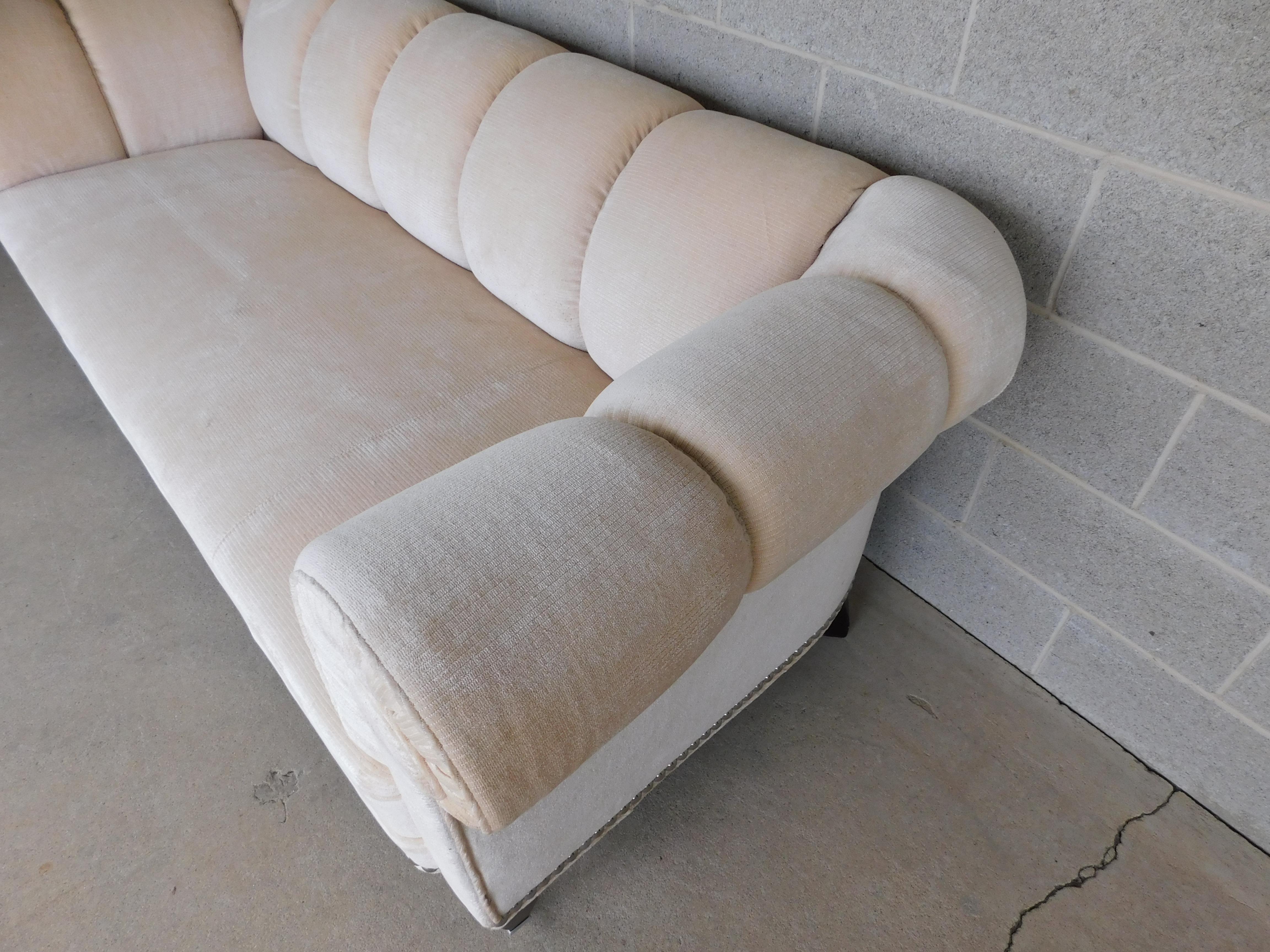 Baker Furniture Channel Back Sofa by Barbara Barry In Good Condition For Sale In Parkesburg, PA