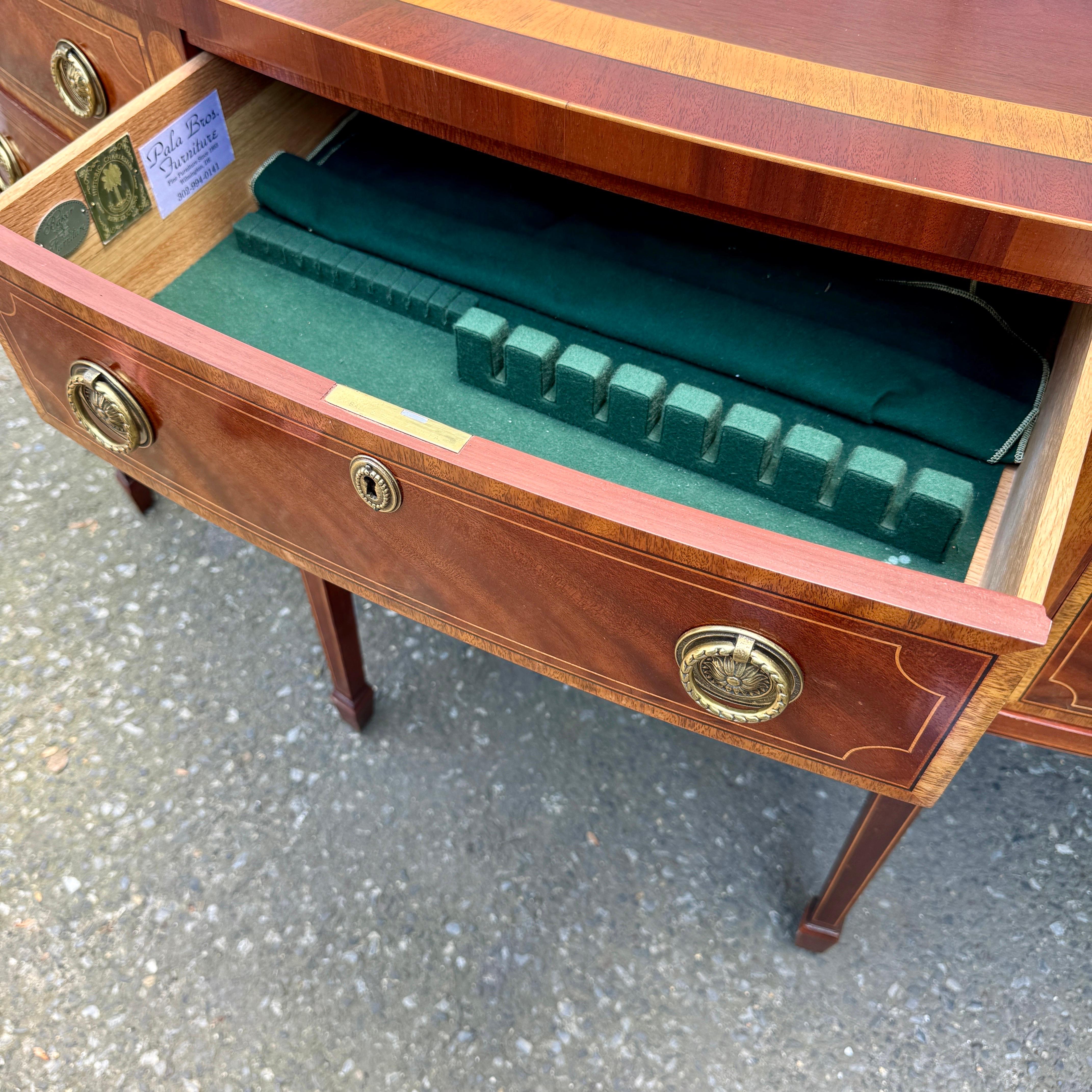Wood Baker Furniture Charleston Mahogany Inlaid Sideboard with Flatware Storage