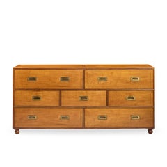 Baker Furniture Cherry and Brass Campaign Lowboy Dresser