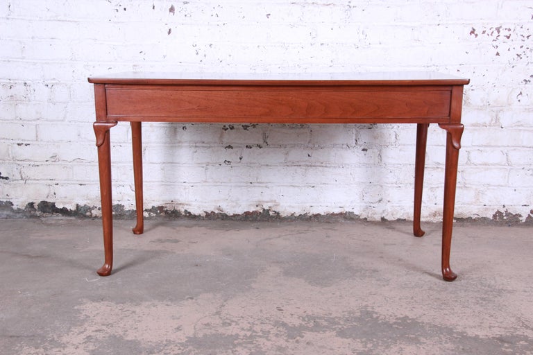 Baker Furniture Cherry and Burl Wood Queen Anne Writing Desk at 1stDibs