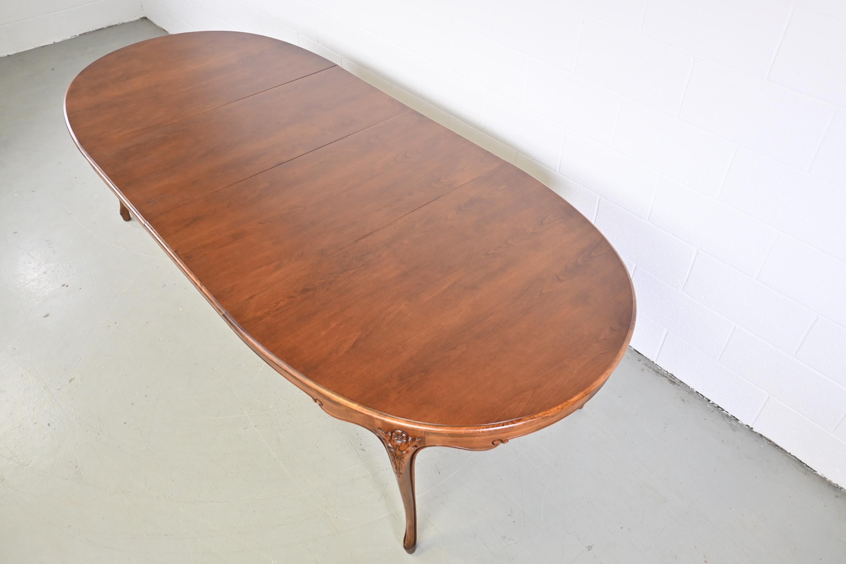 American Baker Furniture Cherry Carved Extension Dining Table