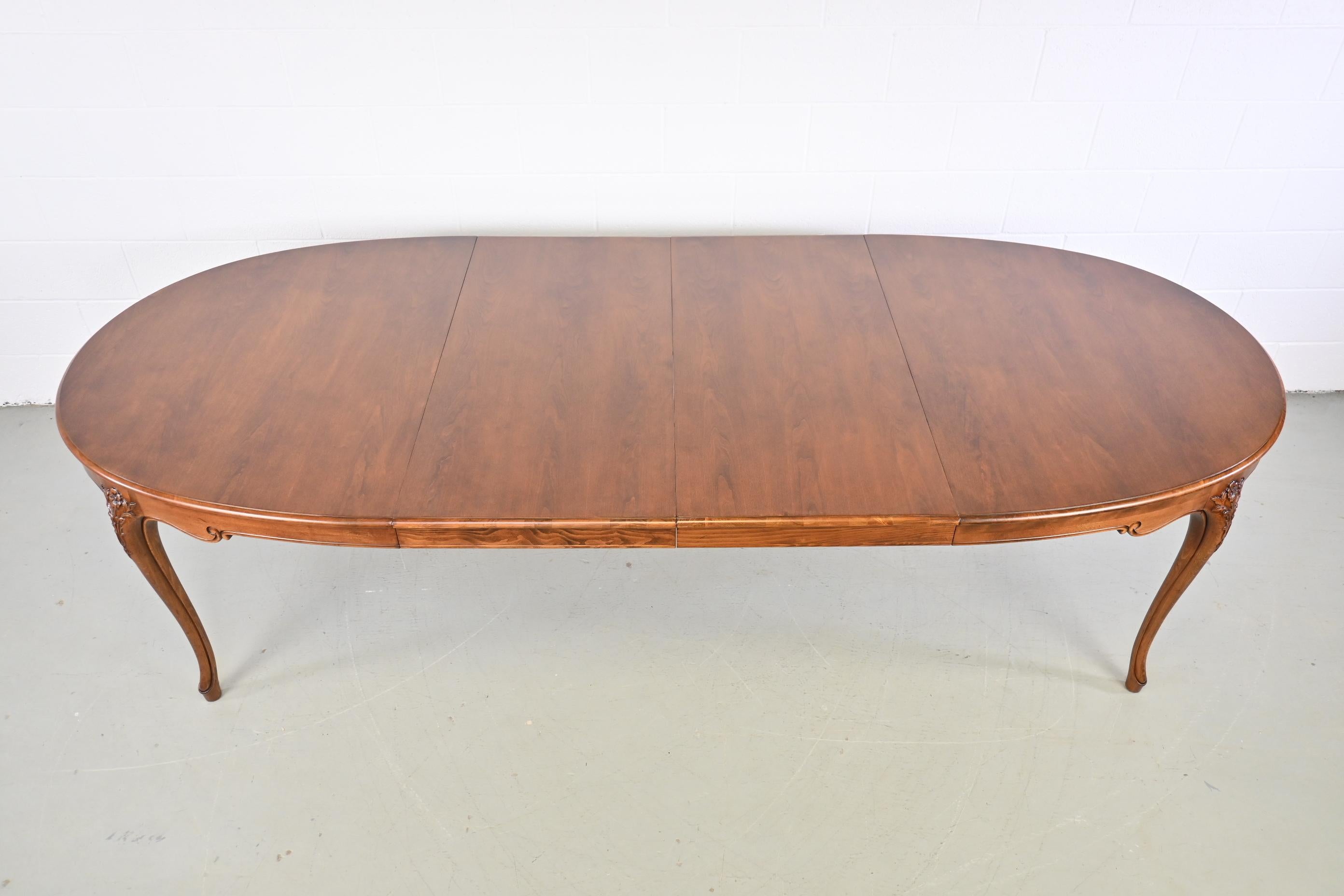 Late 20th Century Baker Furniture Cherry Carved Extension Dining Table