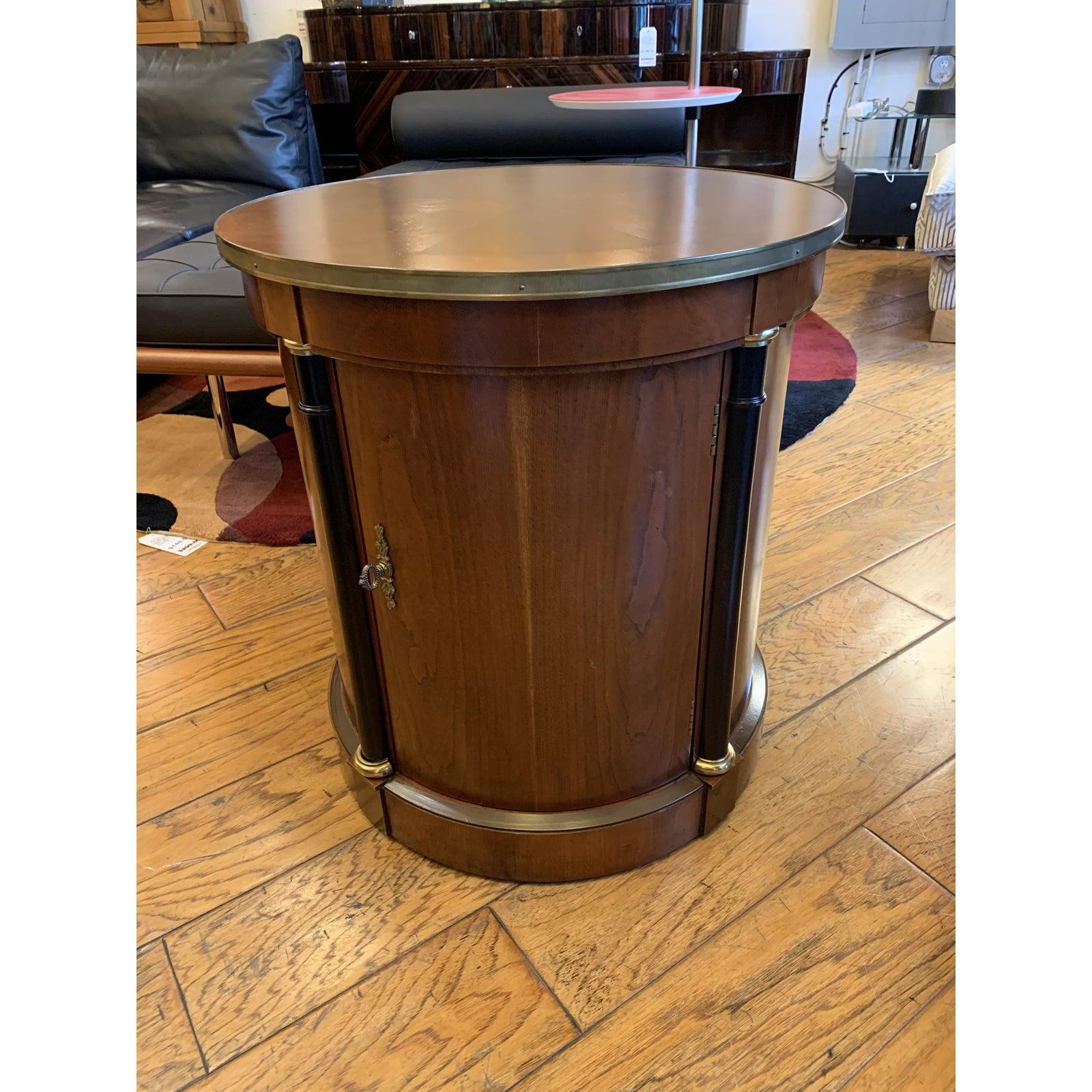 Baker Furniture Cherry Model #4359 Drum Side Table In Good Condition For Sale In San Francisco, CA