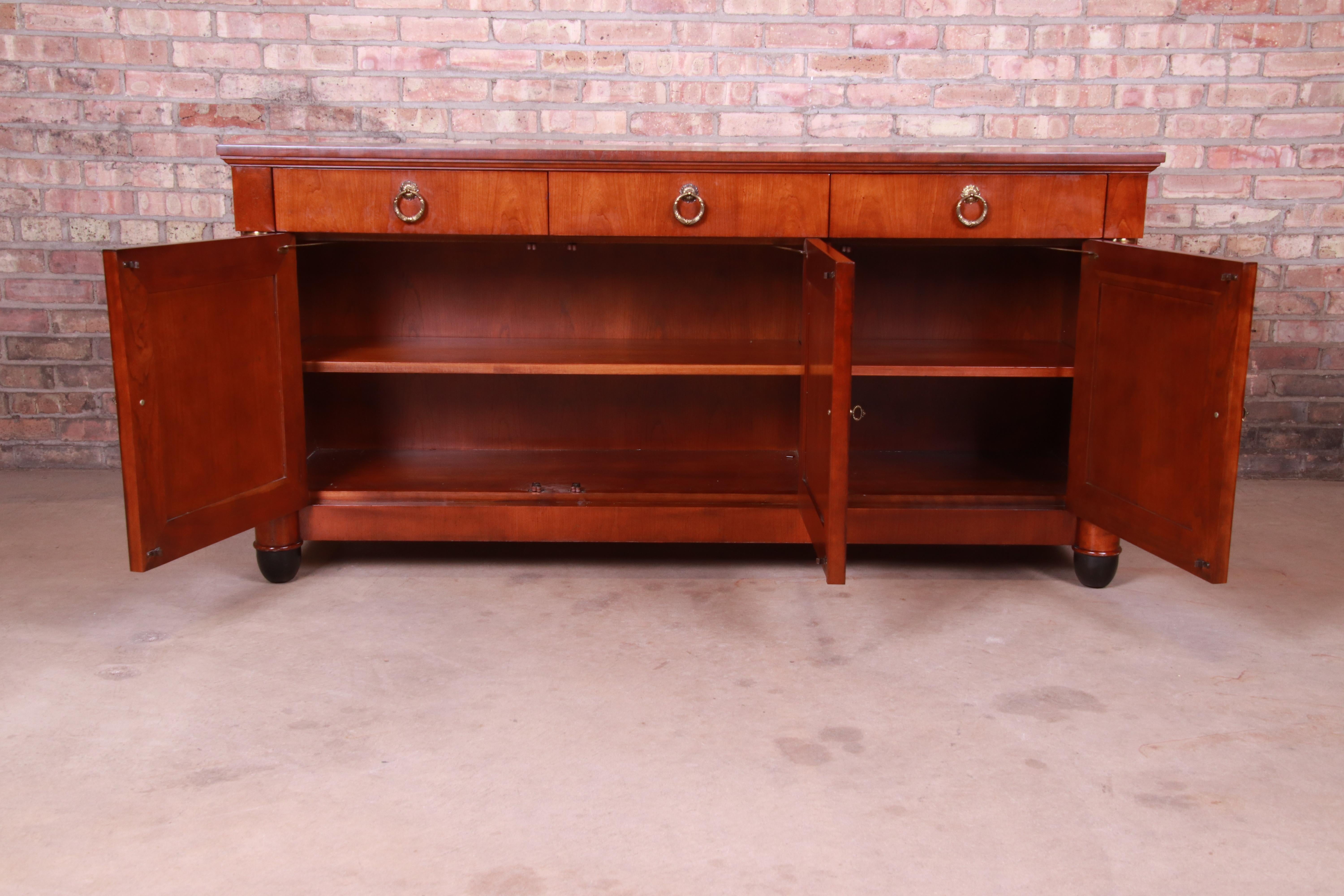 Baker Furniture Cherrywood Neoclassical Sideboard or Bar Cabinet, Restored 2