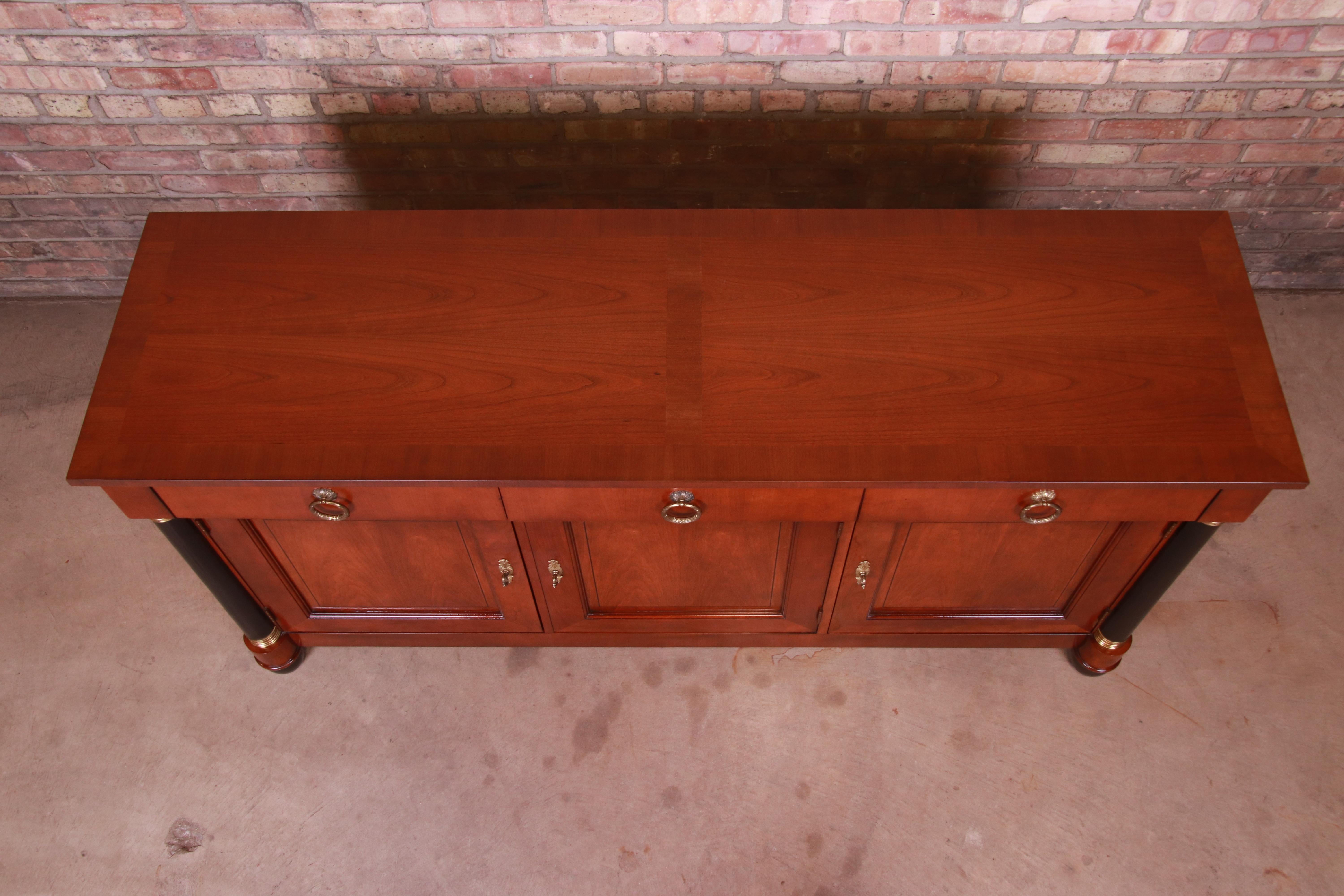 Baker Furniture Cherrywood Neoclassical Sideboard or Bar Cabinet, Restored 5