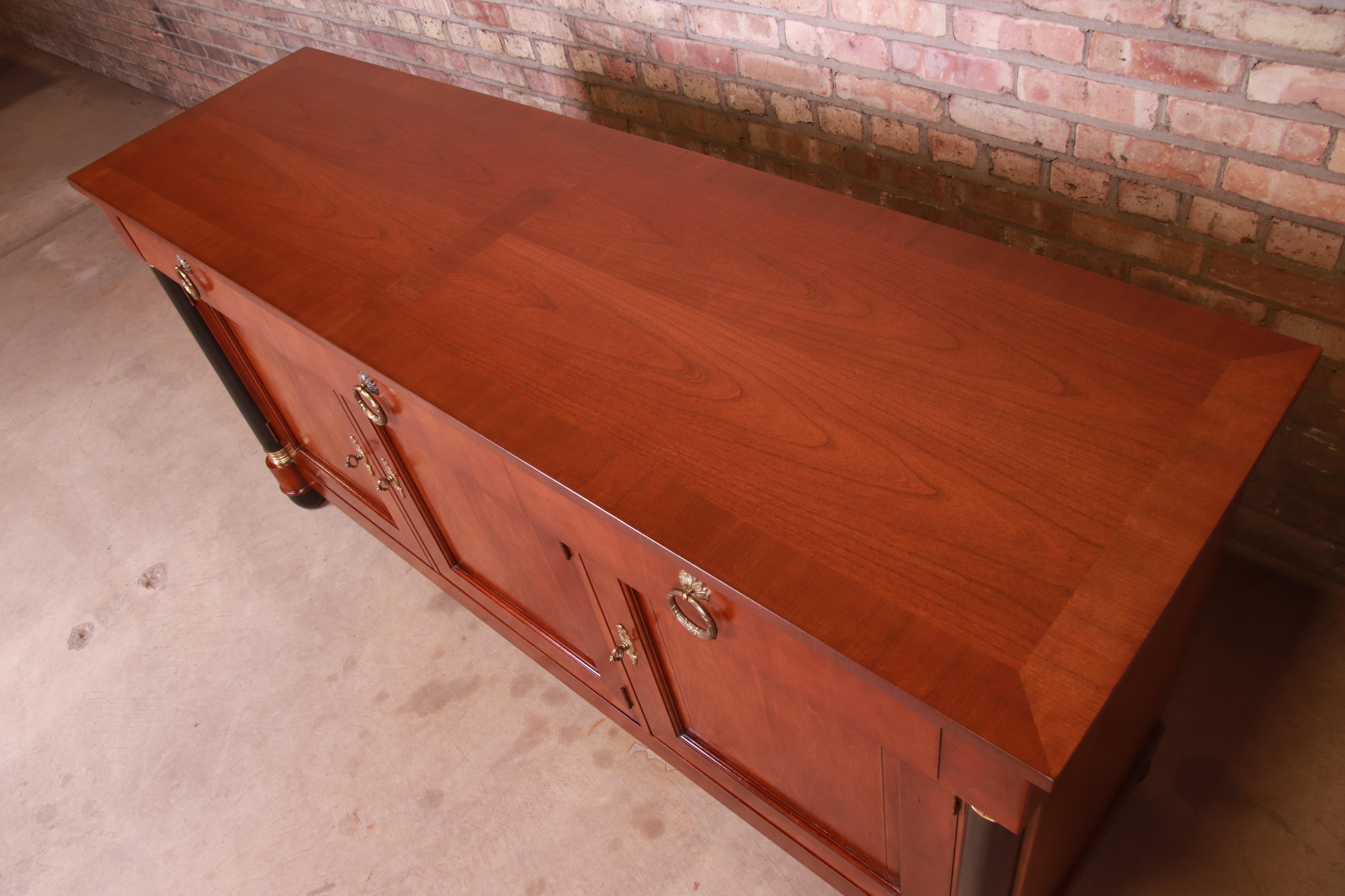 Baker Furniture Cherrywood Neoclassical Sideboard or Bar Cabinet, Restored 6