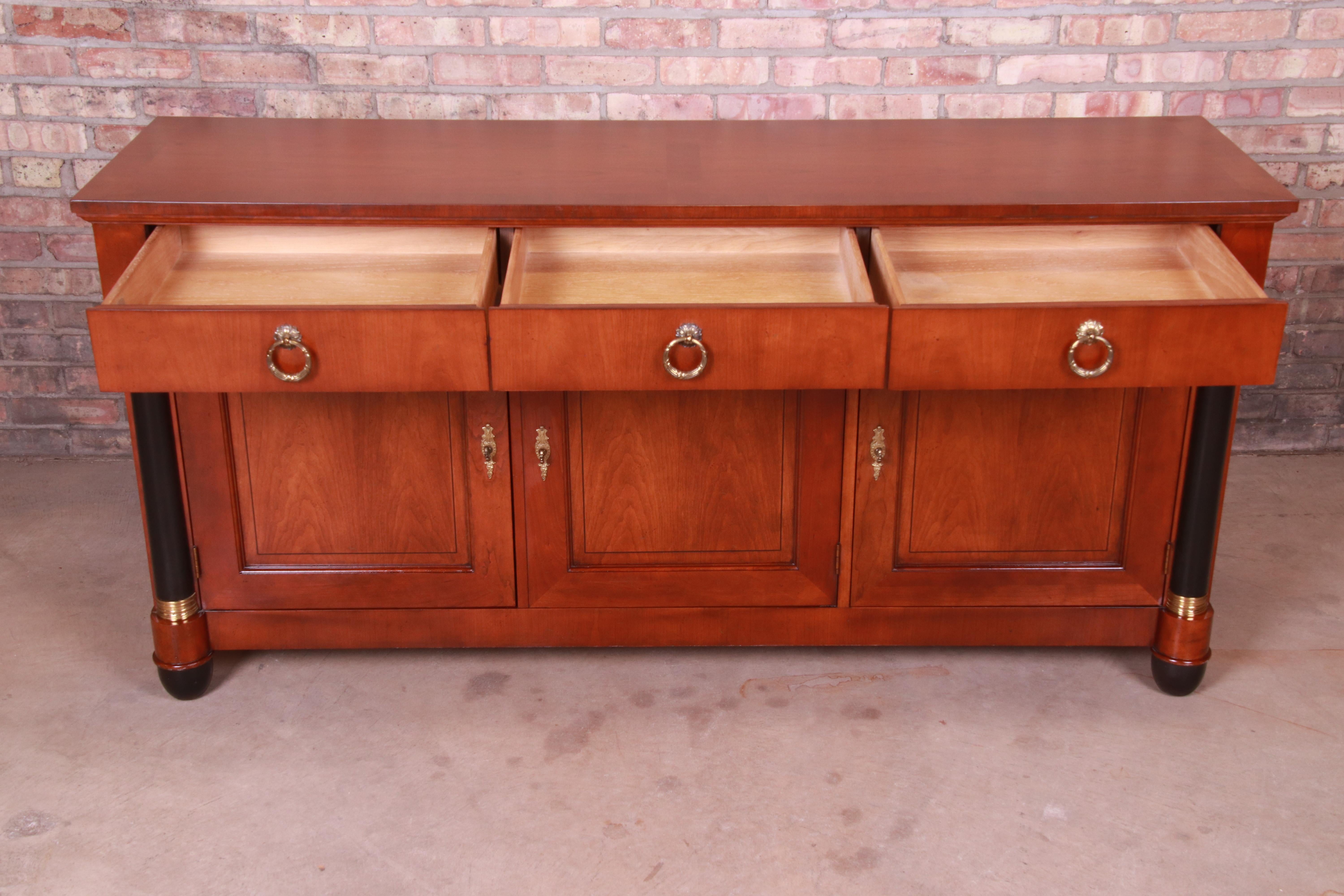 American Baker Furniture Cherrywood Neoclassical Sideboard or Bar Cabinet, Restored