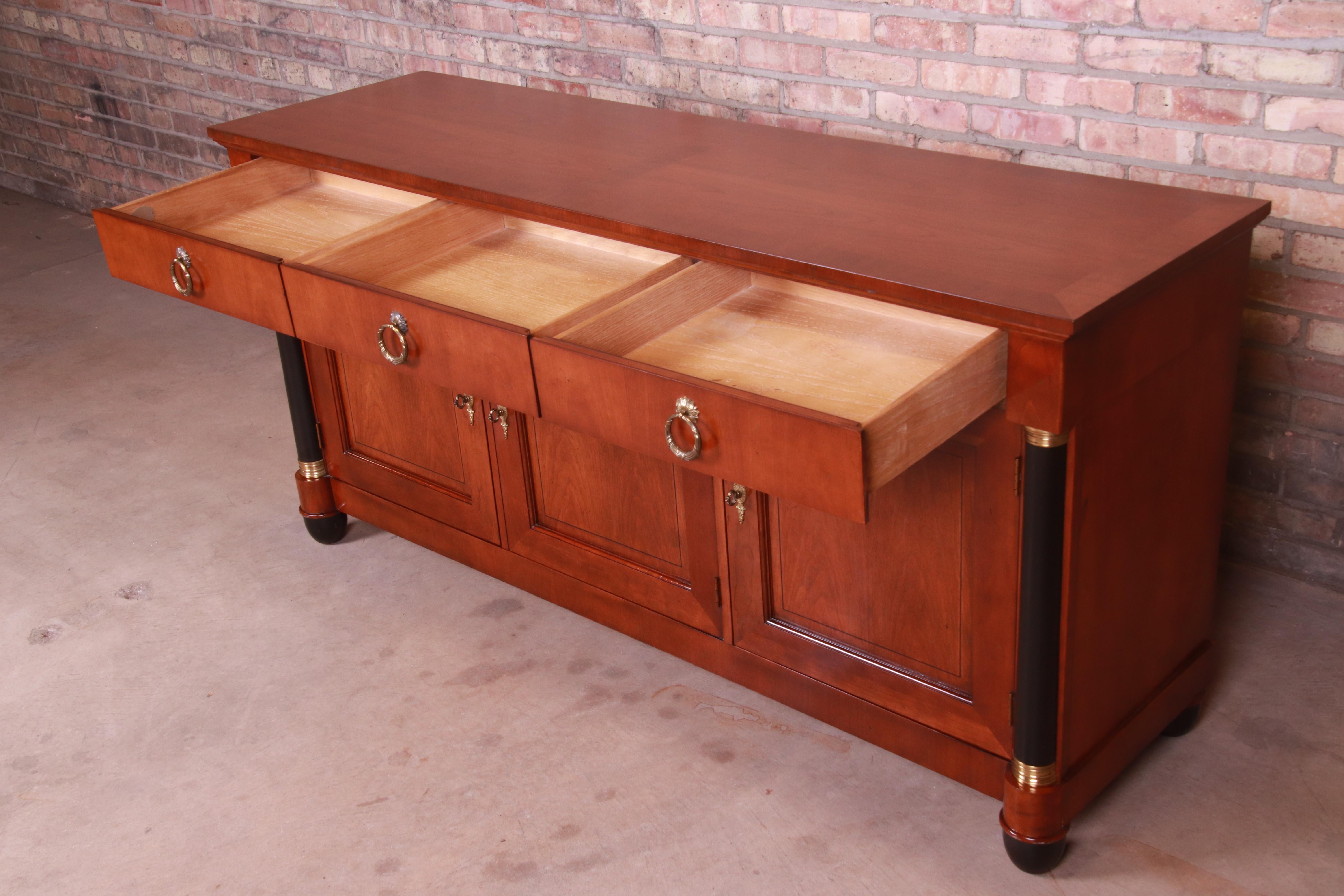 Late 20th Century Baker Furniture Cherrywood Neoclassical Sideboard or Bar Cabinet, Restored