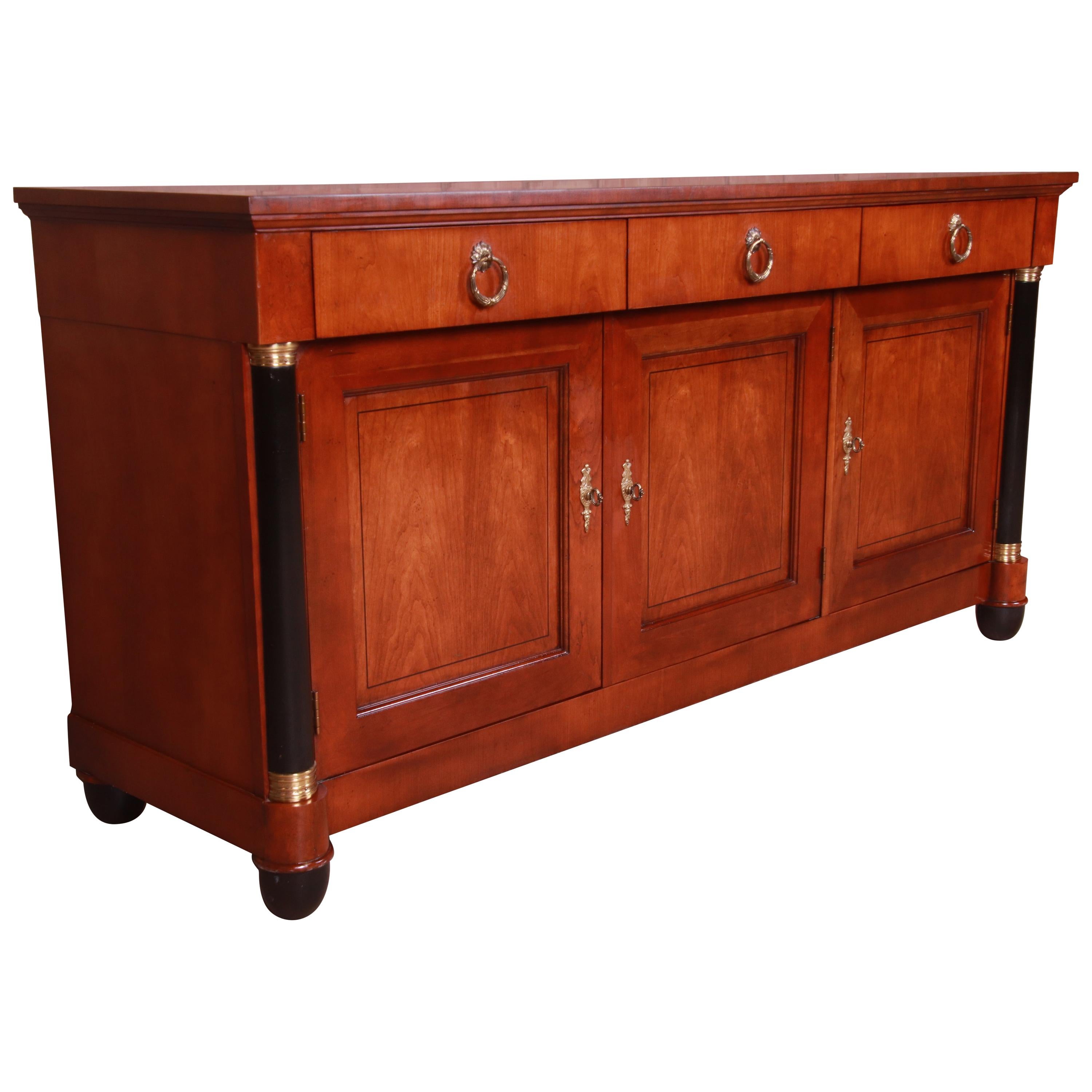 Baker Furniture Cherrywood Neoclassical Sideboard or Bar Cabinet, Restored