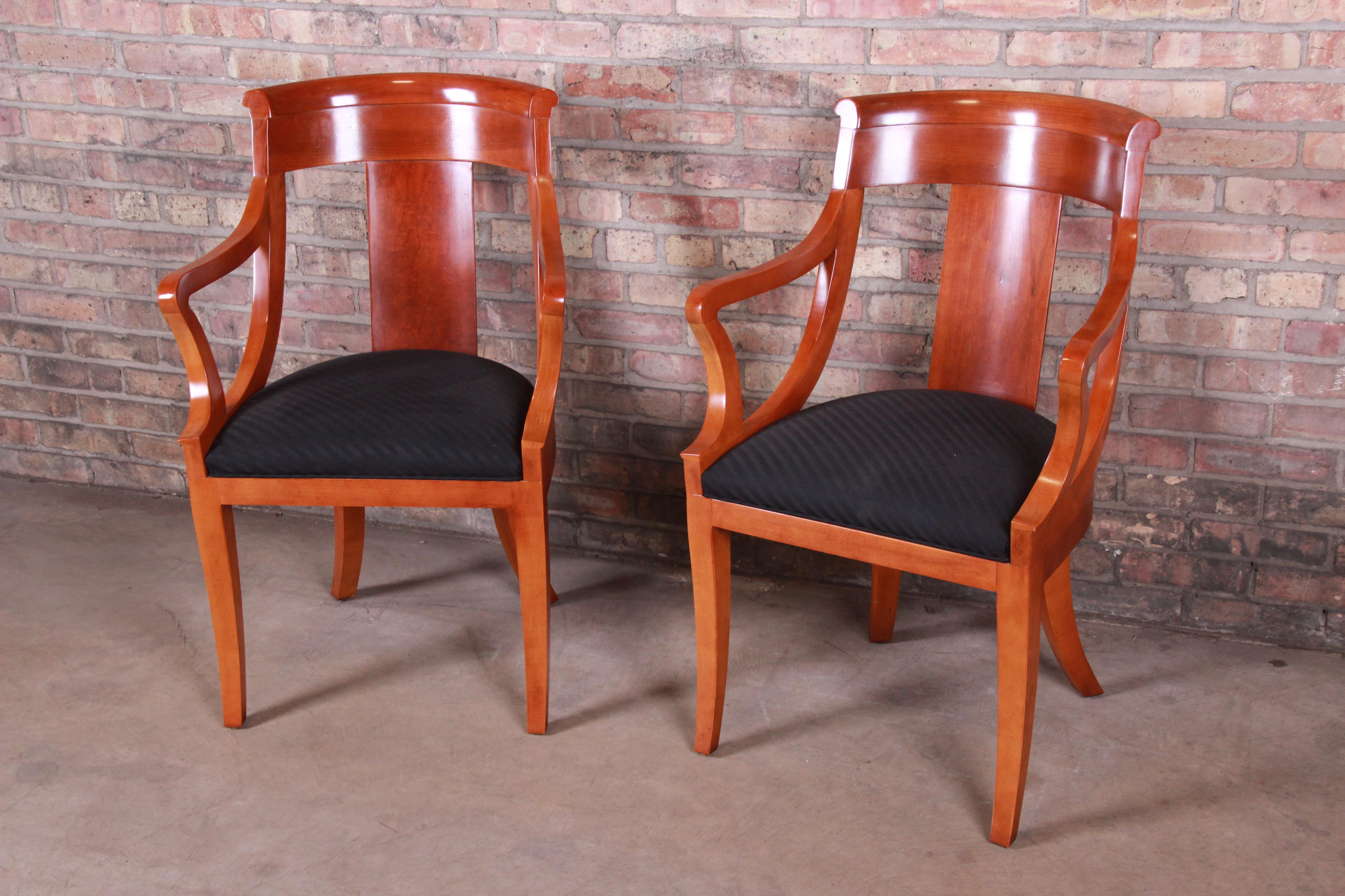 Baker Furniture Cherrywood Regency Armchairs, Pair In Good Condition In South Bend, IN