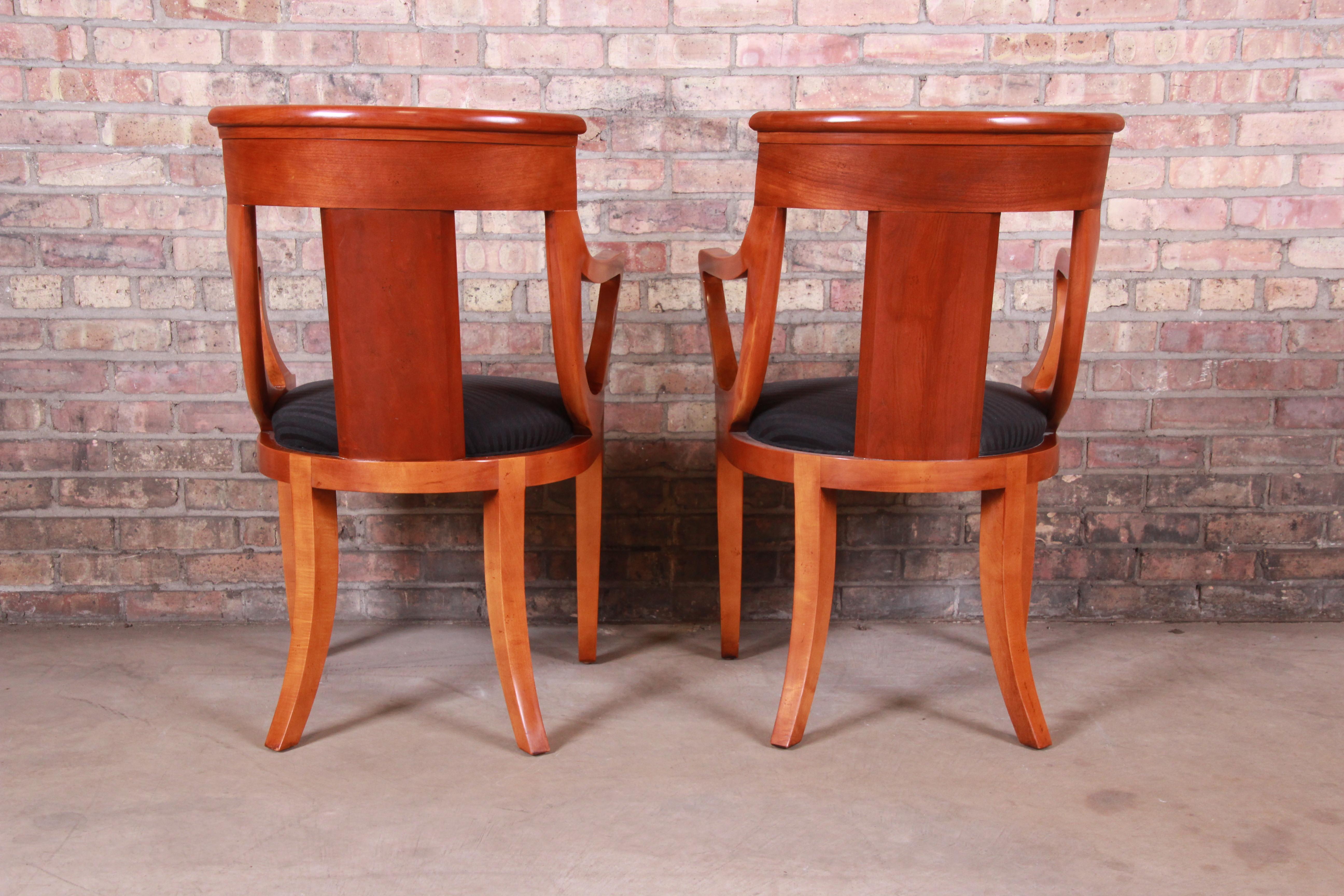 Baker Furniture Cherrywood Regency Armchairs, Pair 3