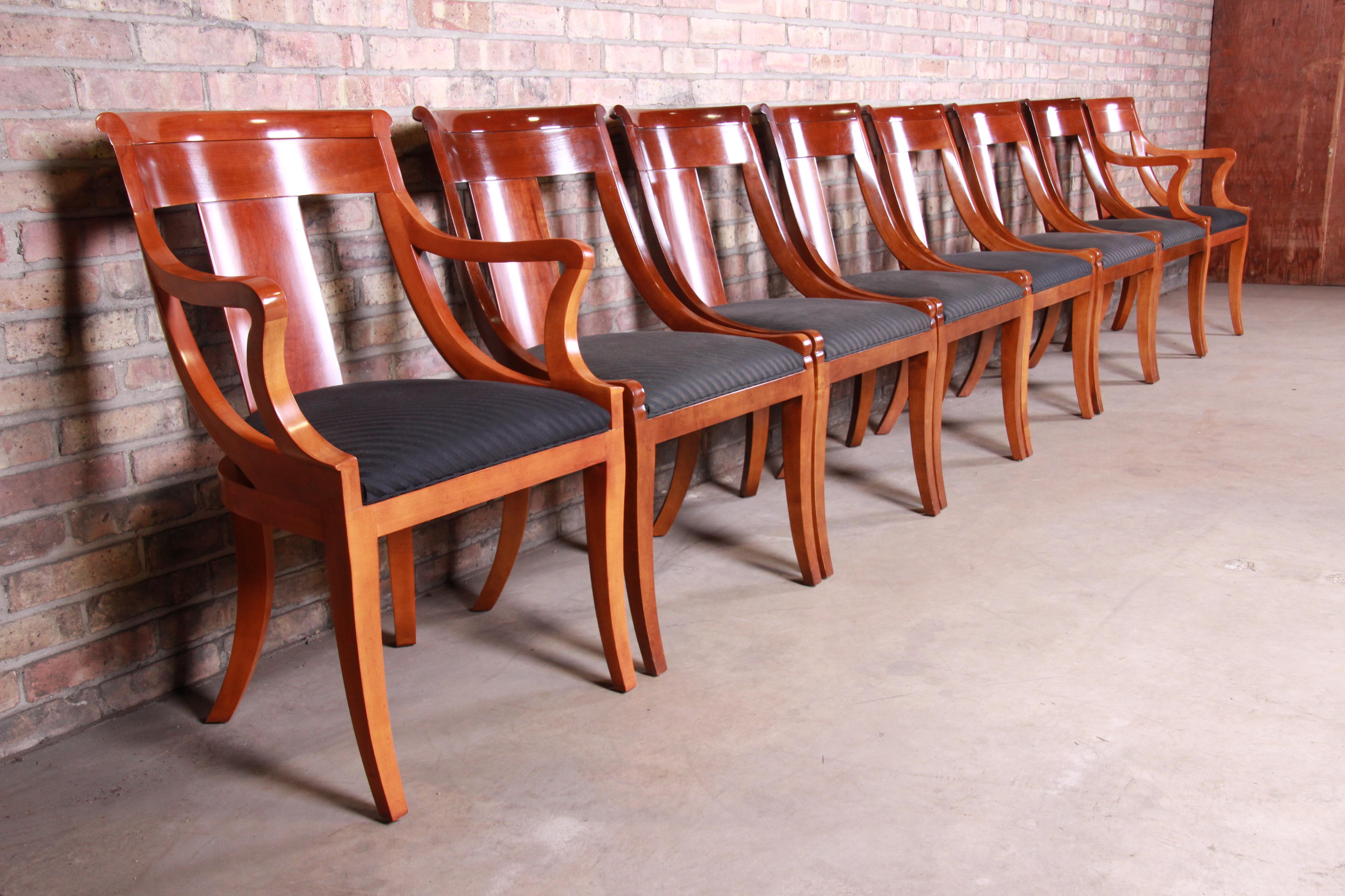 Baker Furniture Cherrywood Regency Dining Chairs, Set of Eight In Good Condition In South Bend, IN