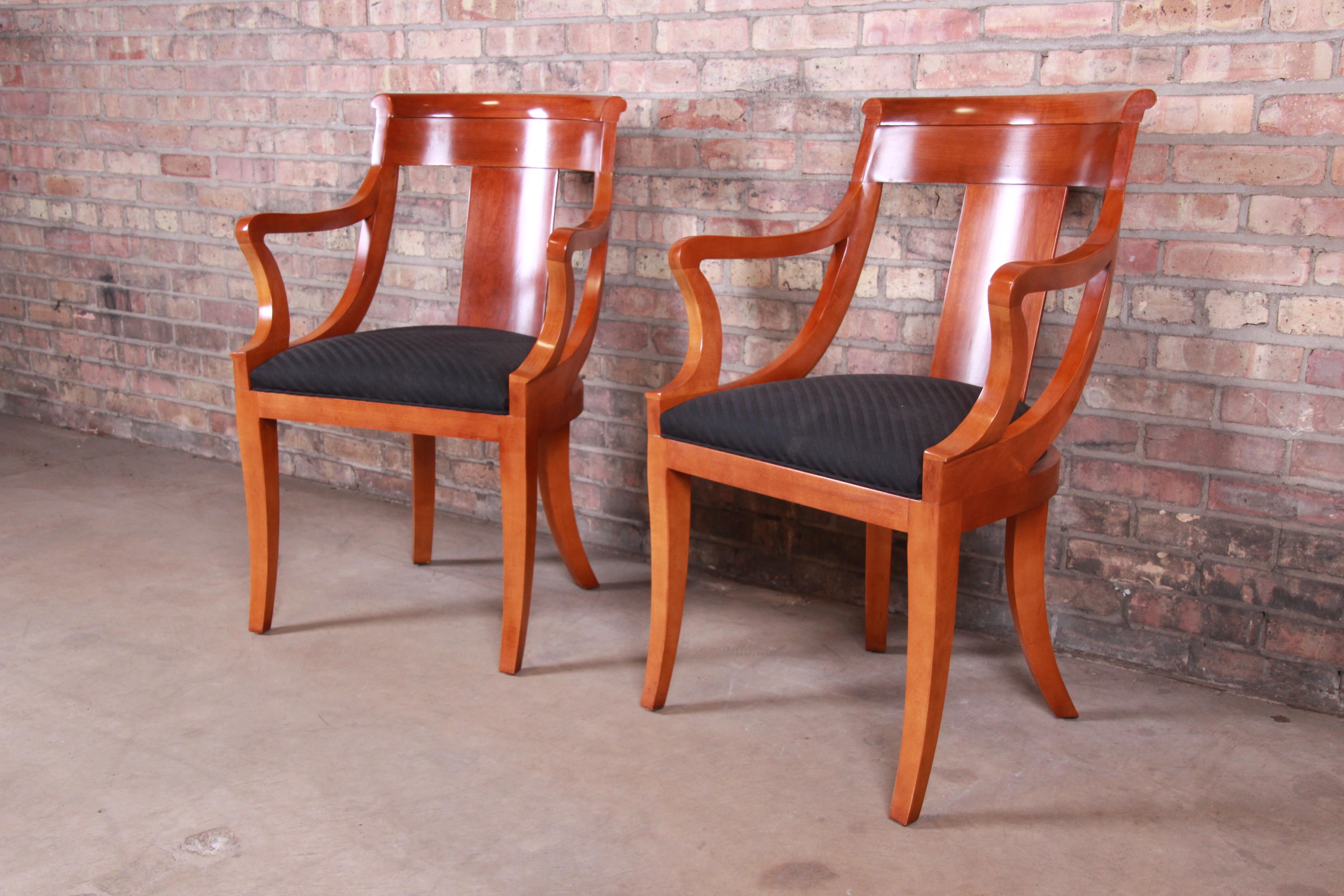 Late 20th Century Baker Furniture Cherrywood Regency Dining Chairs, Set of Eight