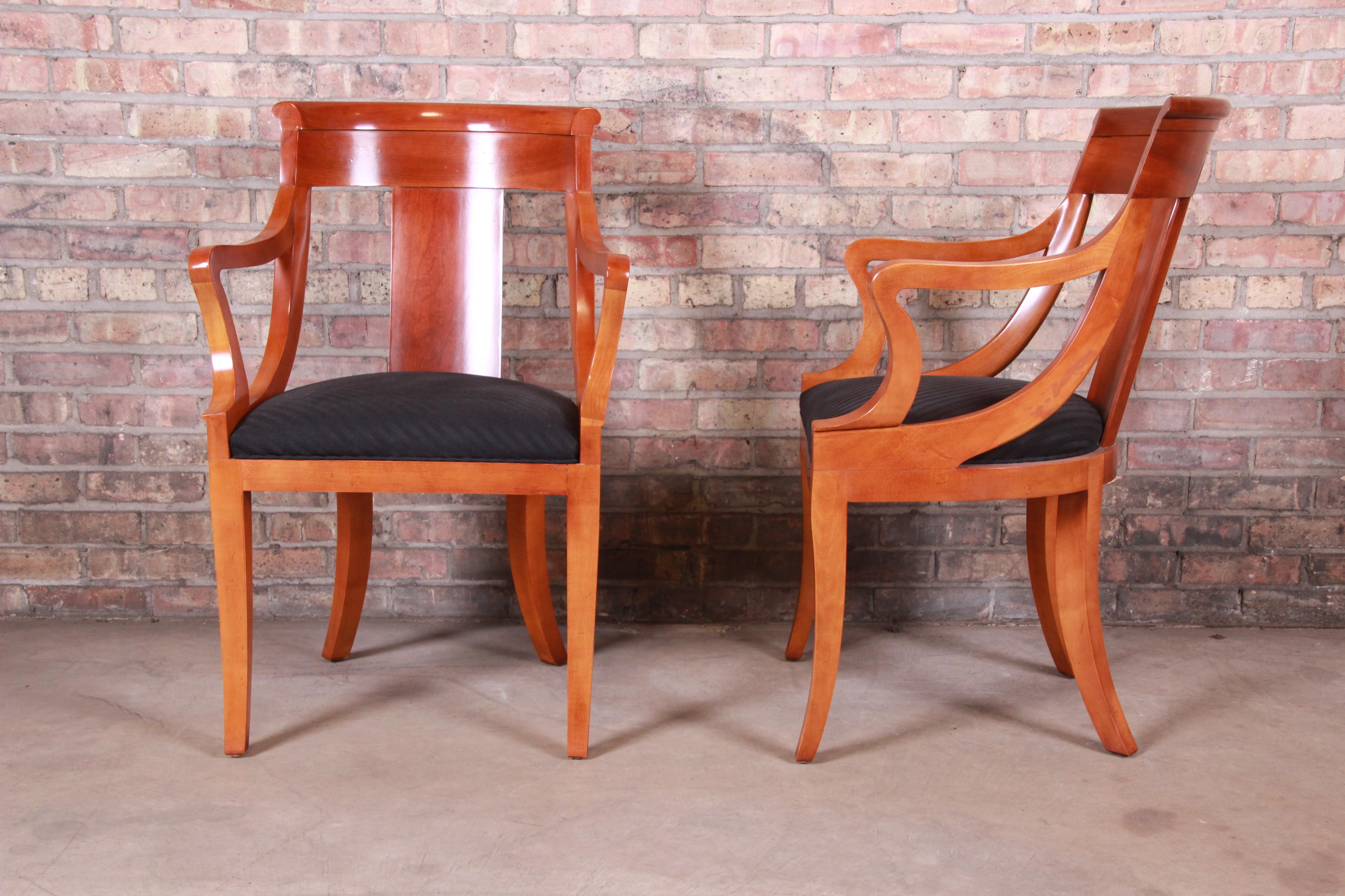 Upholstery Baker Furniture Cherrywood Regency Dining Chairs, Set of Eight