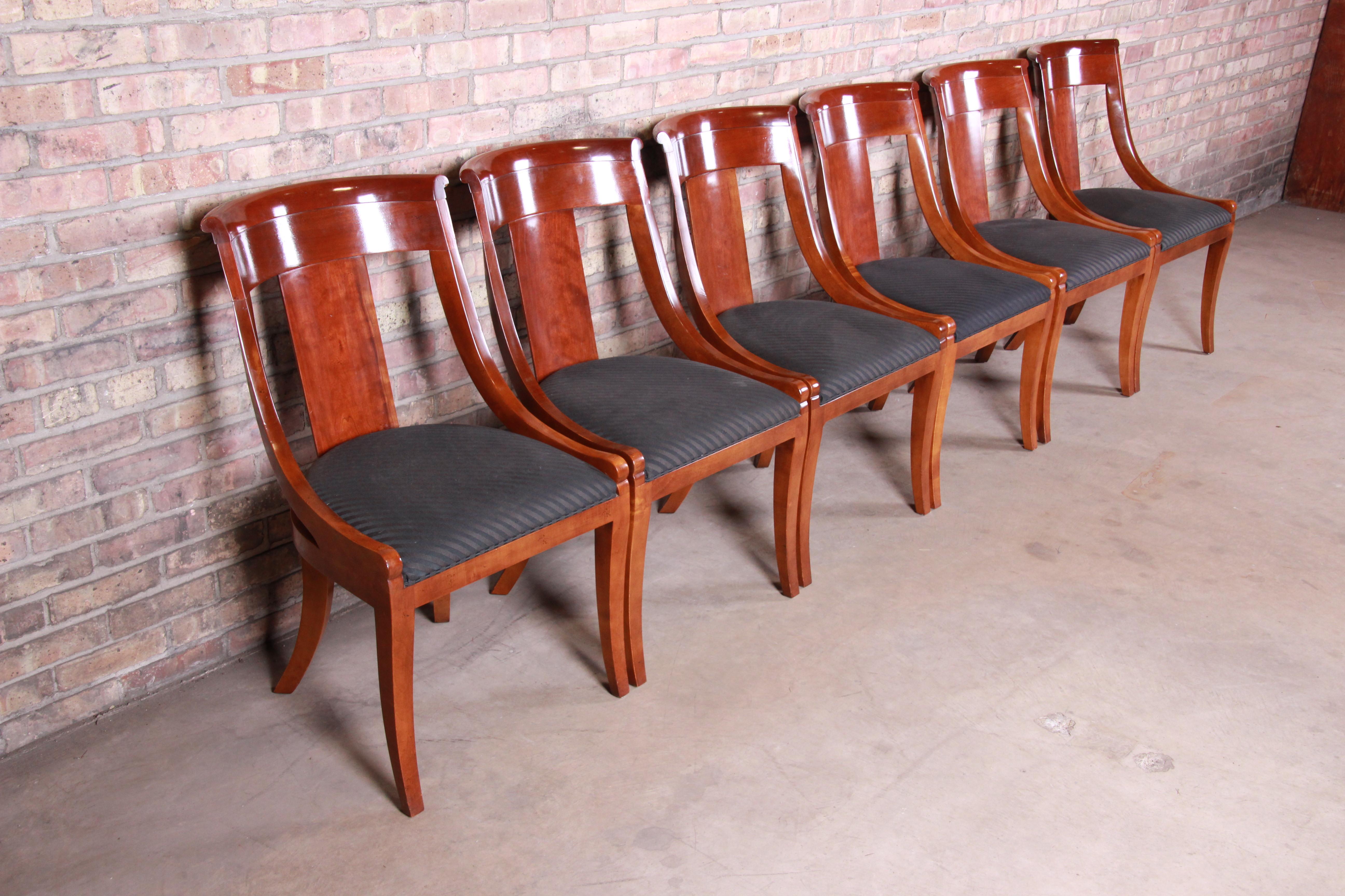 American Baker Furniture Cherrywood Regency Dining Chairs, Set of Six