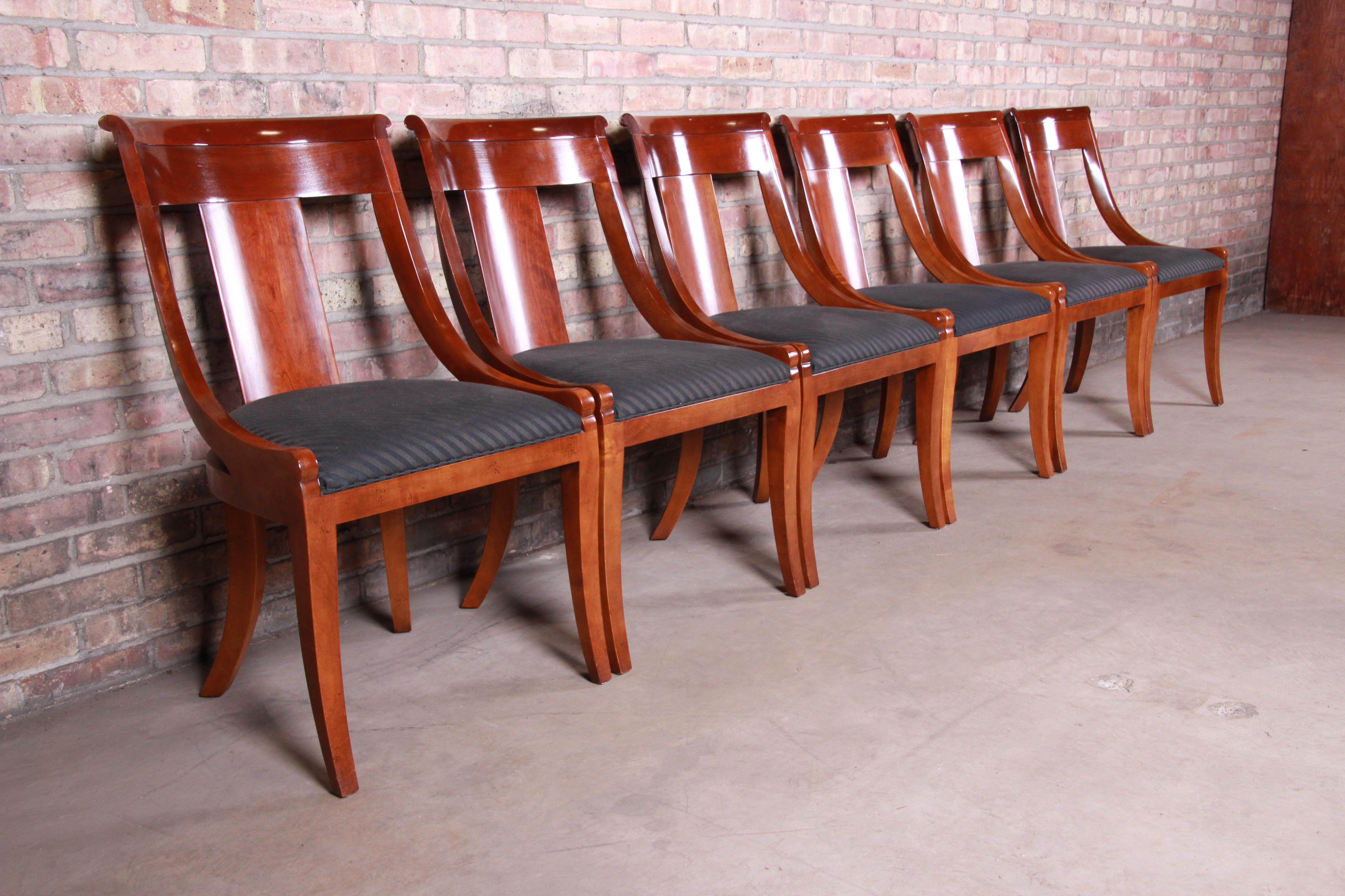 Baker Furniture Cherrywood Regency Dining Chairs, Set of Six In Good Condition In South Bend, IN
