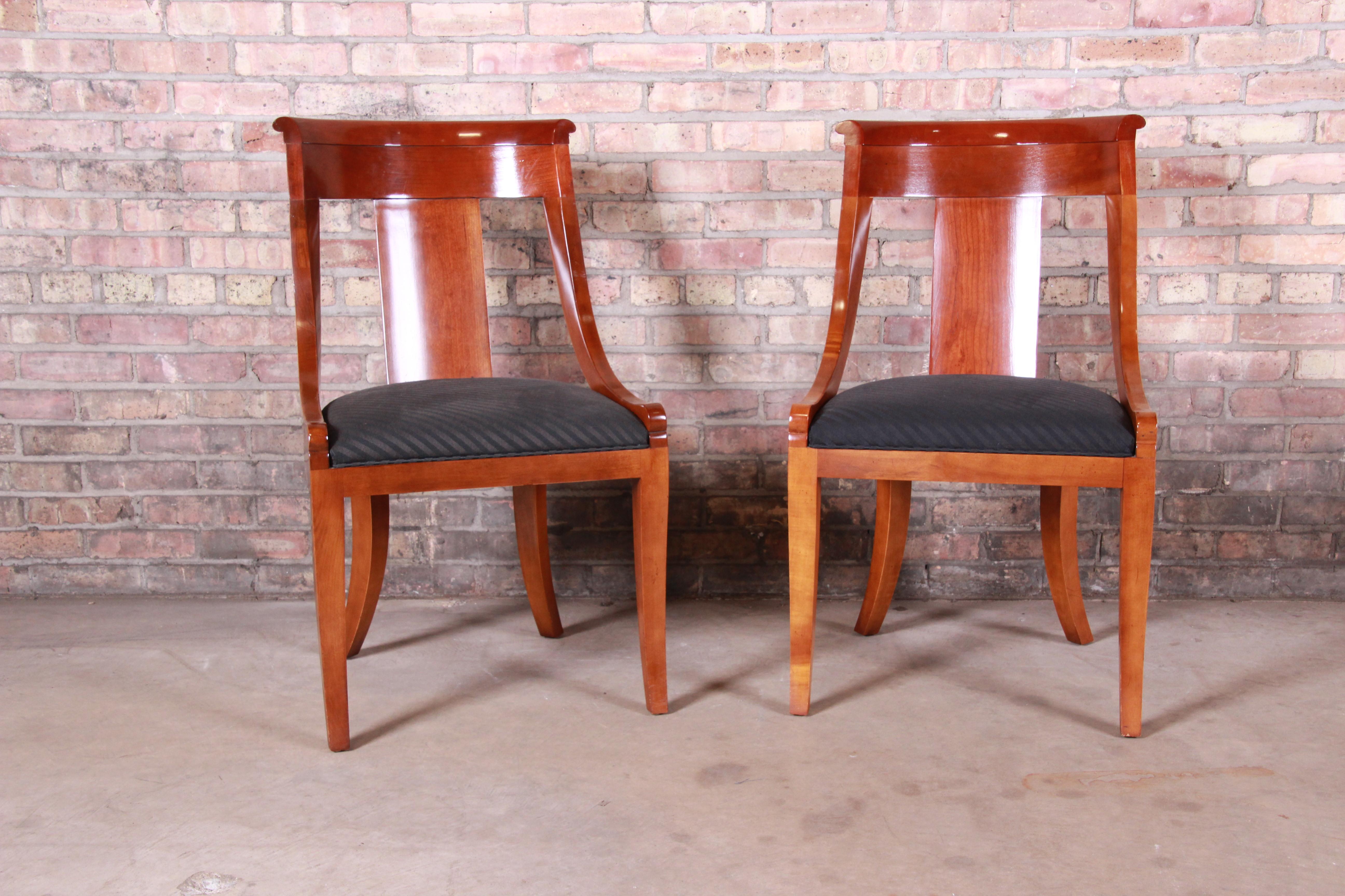 Late 20th Century Baker Furniture Cherrywood Regency Dining Chairs, Set of Six