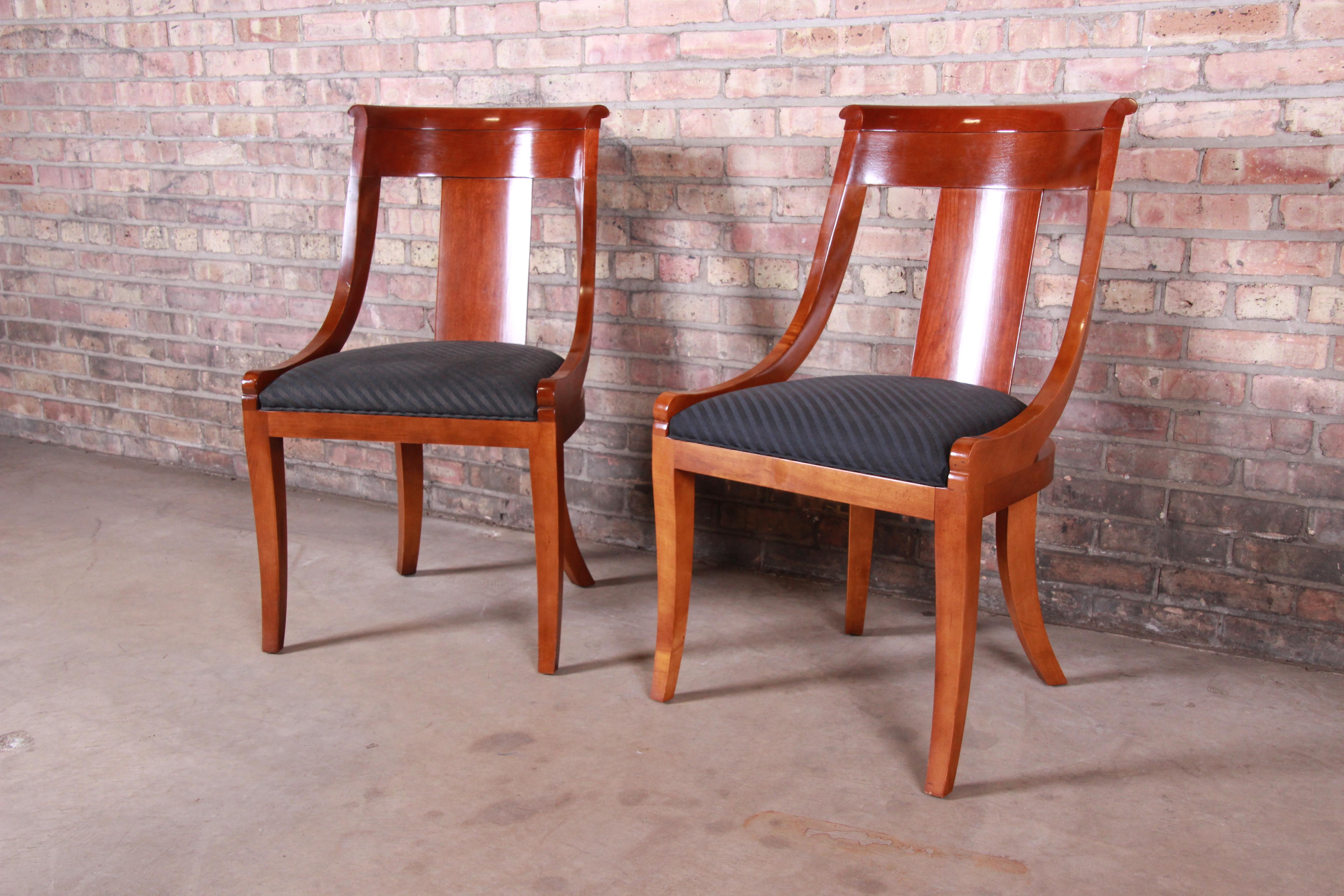 Upholstery Baker Furniture Cherrywood Regency Dining Chairs, Set of Six