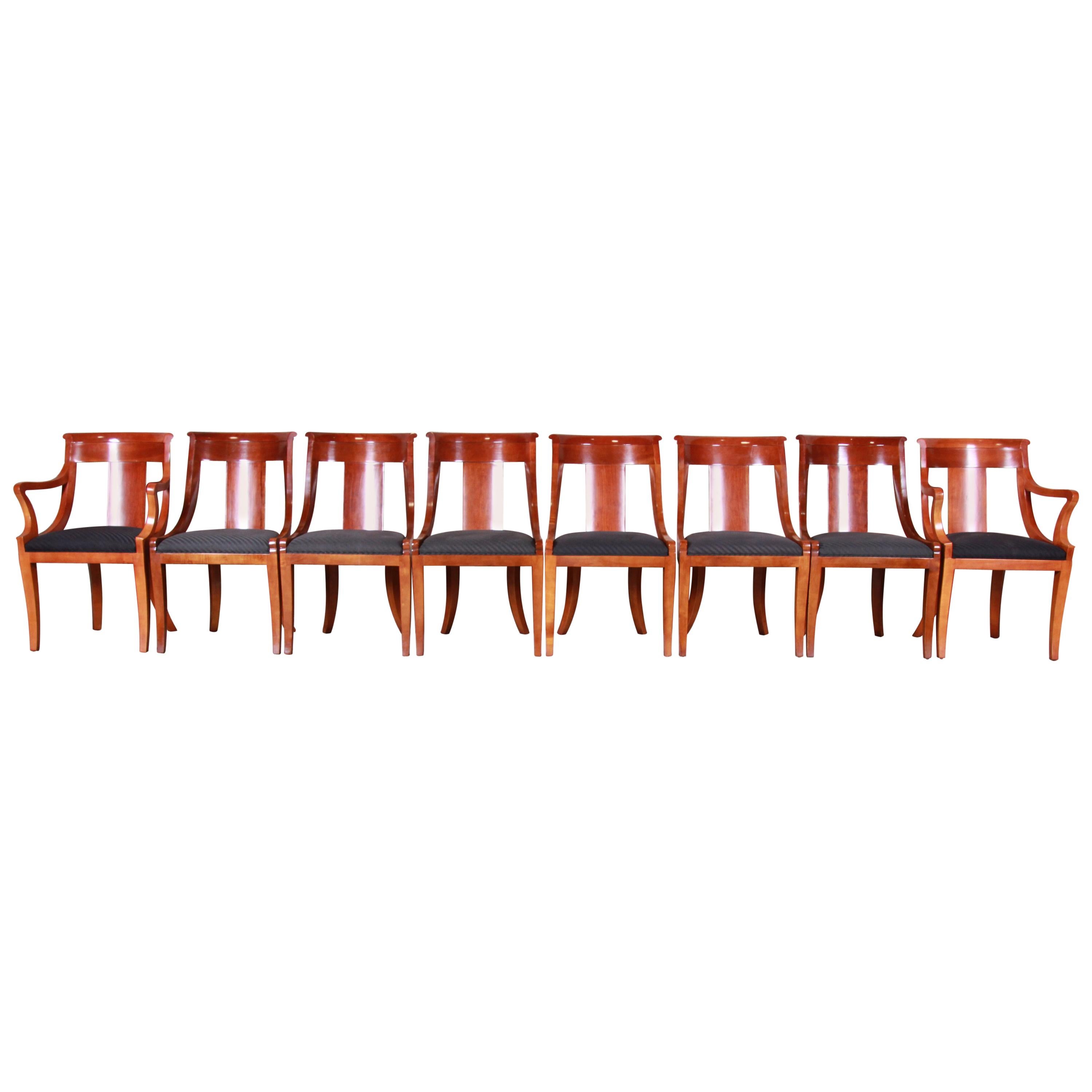 Baker Furniture Cherrywood Regency Dining Chairs, Set of Eight