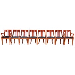 Baker Furniture Cherrywood Regency Dining Chairs, Set of Eight