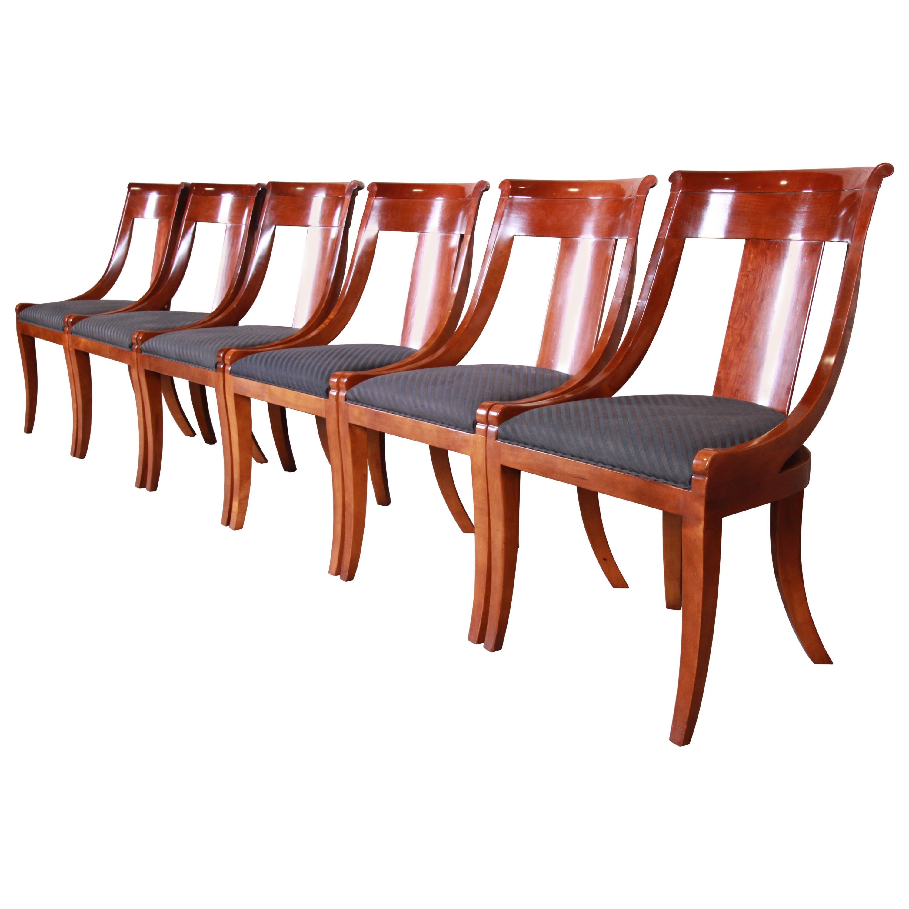 Baker Furniture Cherrywood Regency Dining Chairs, Set of Six