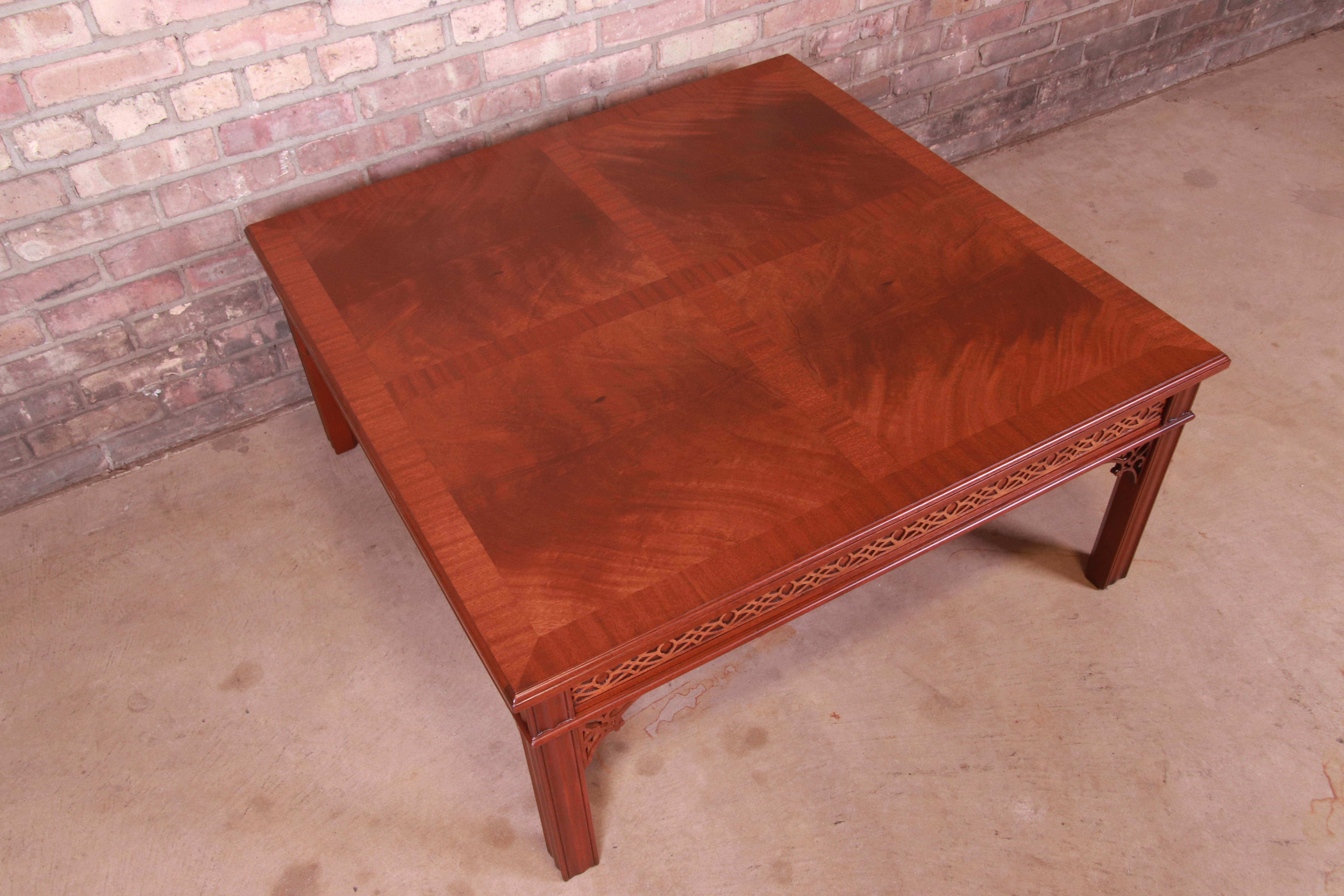 Baker Furniture Chinese Chippendale Carved Mahogany Coffee Table, Refinished 3