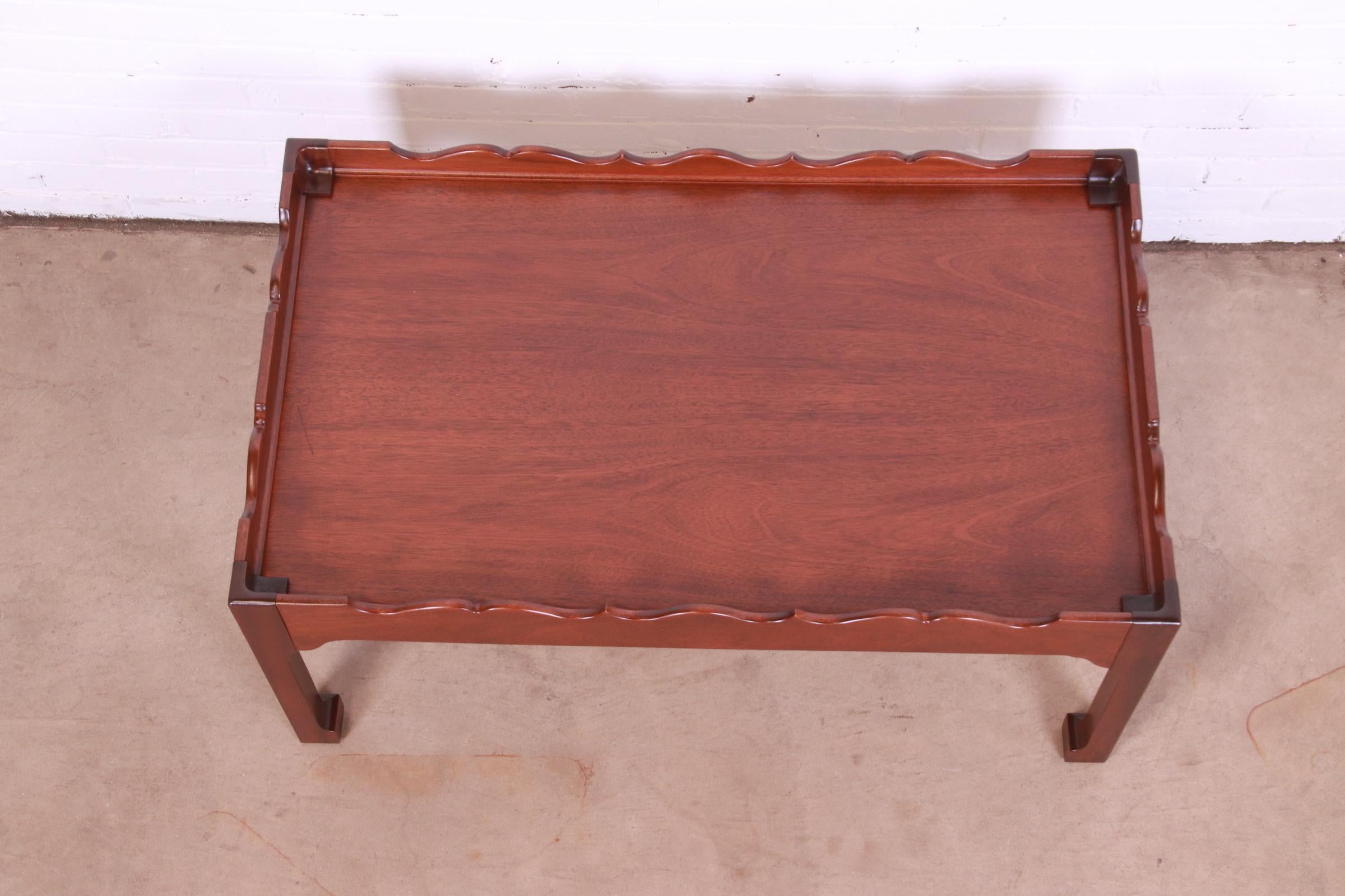 Baker Furniture Chinese Chippendale Carved Mahogany Coffee Table, Refinished 6